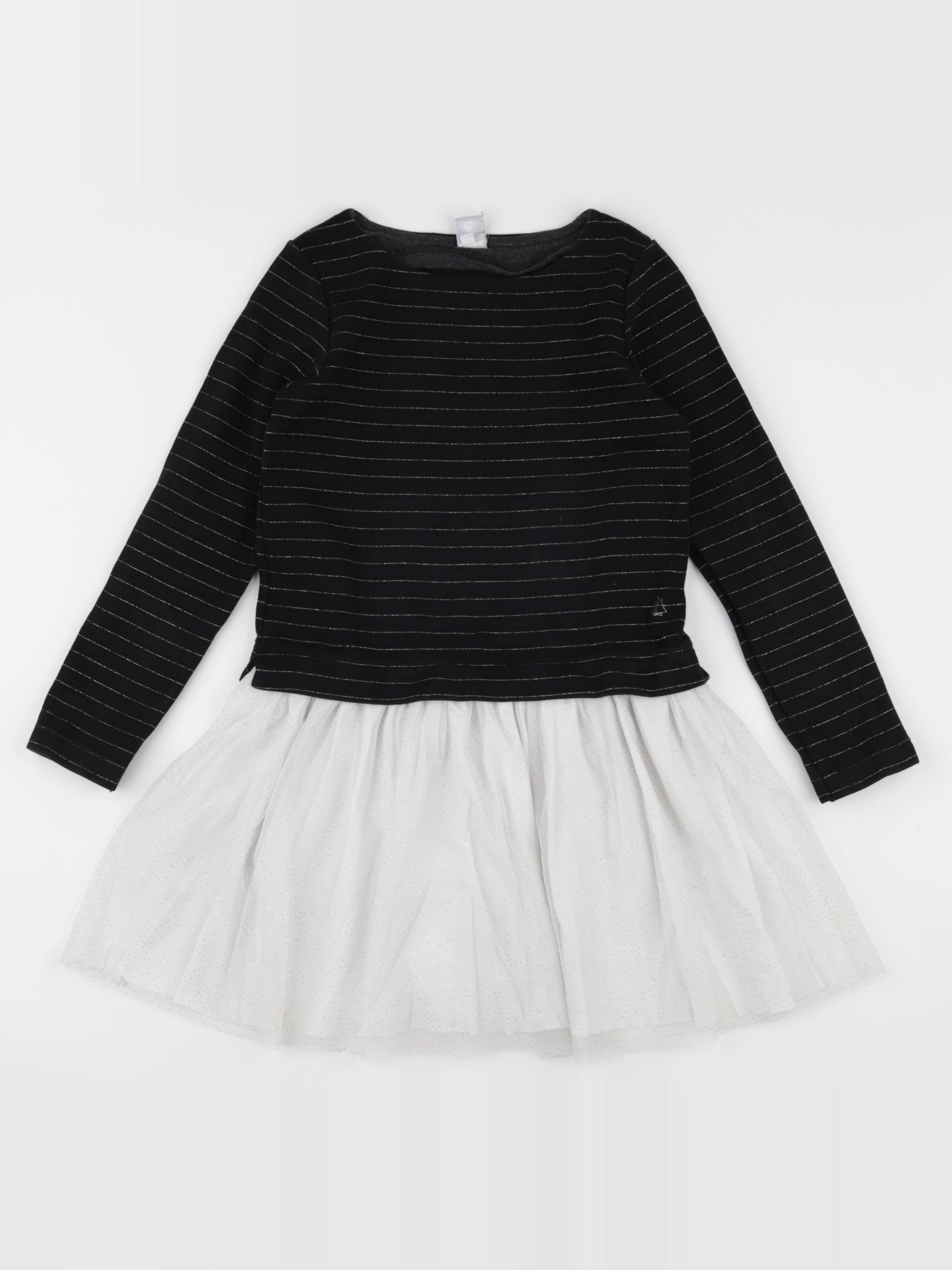 Petit Bateau - robe noir, or, blanc - 8 ans