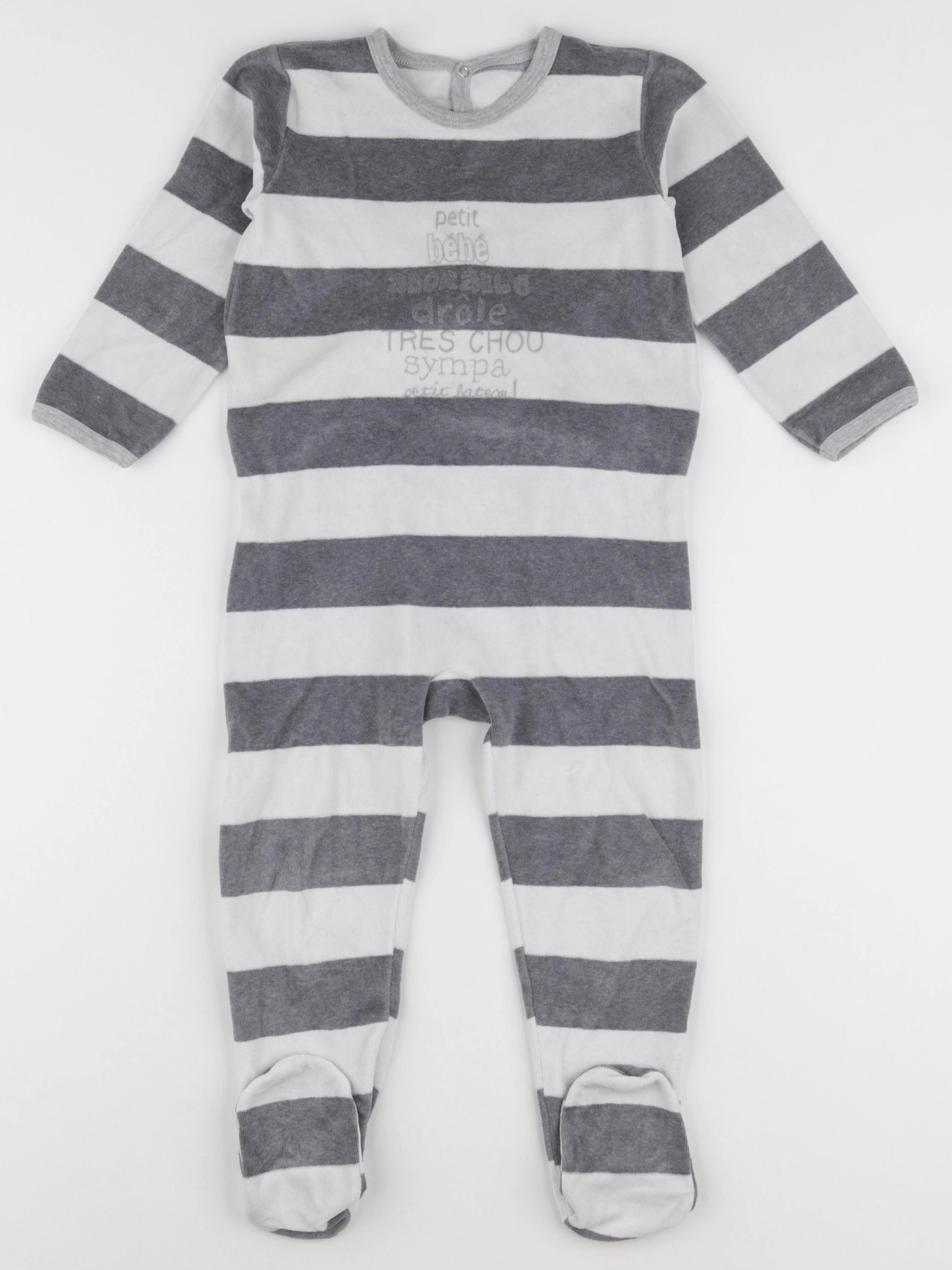 Petit Bateau - pyjama velours gris - 3 ans