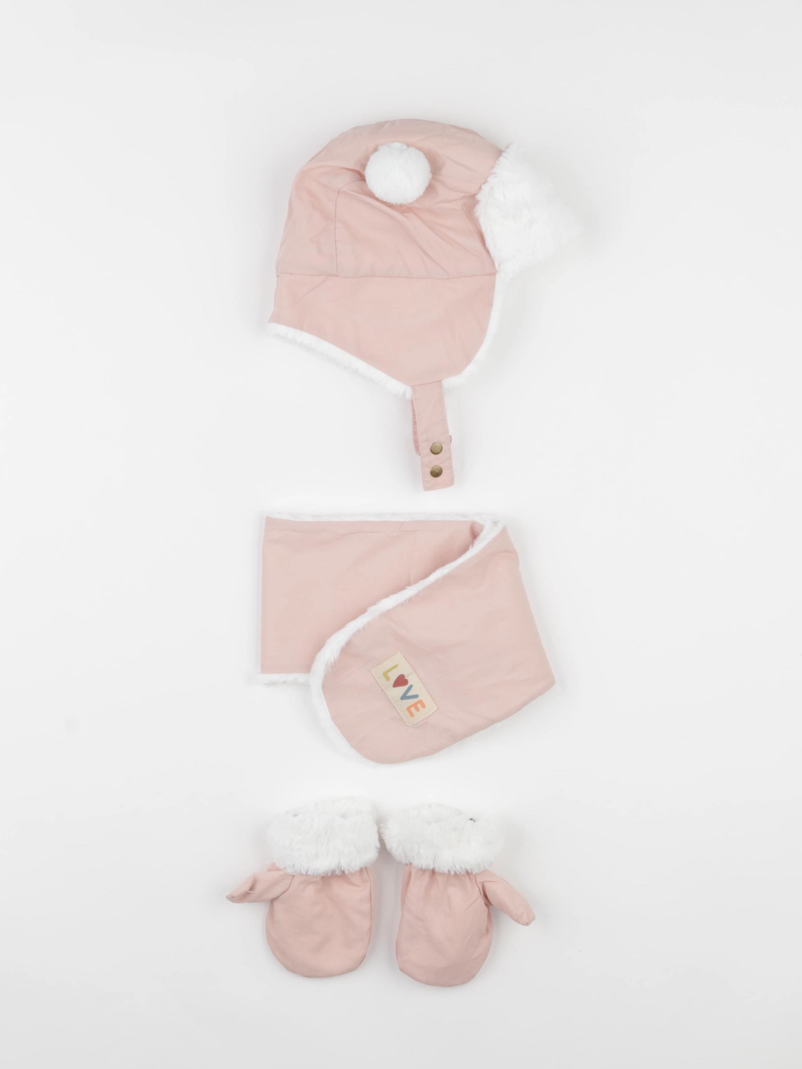 Vertbaudet - ensemble bonnet/moufles/écharpe rose - 24/36 mois