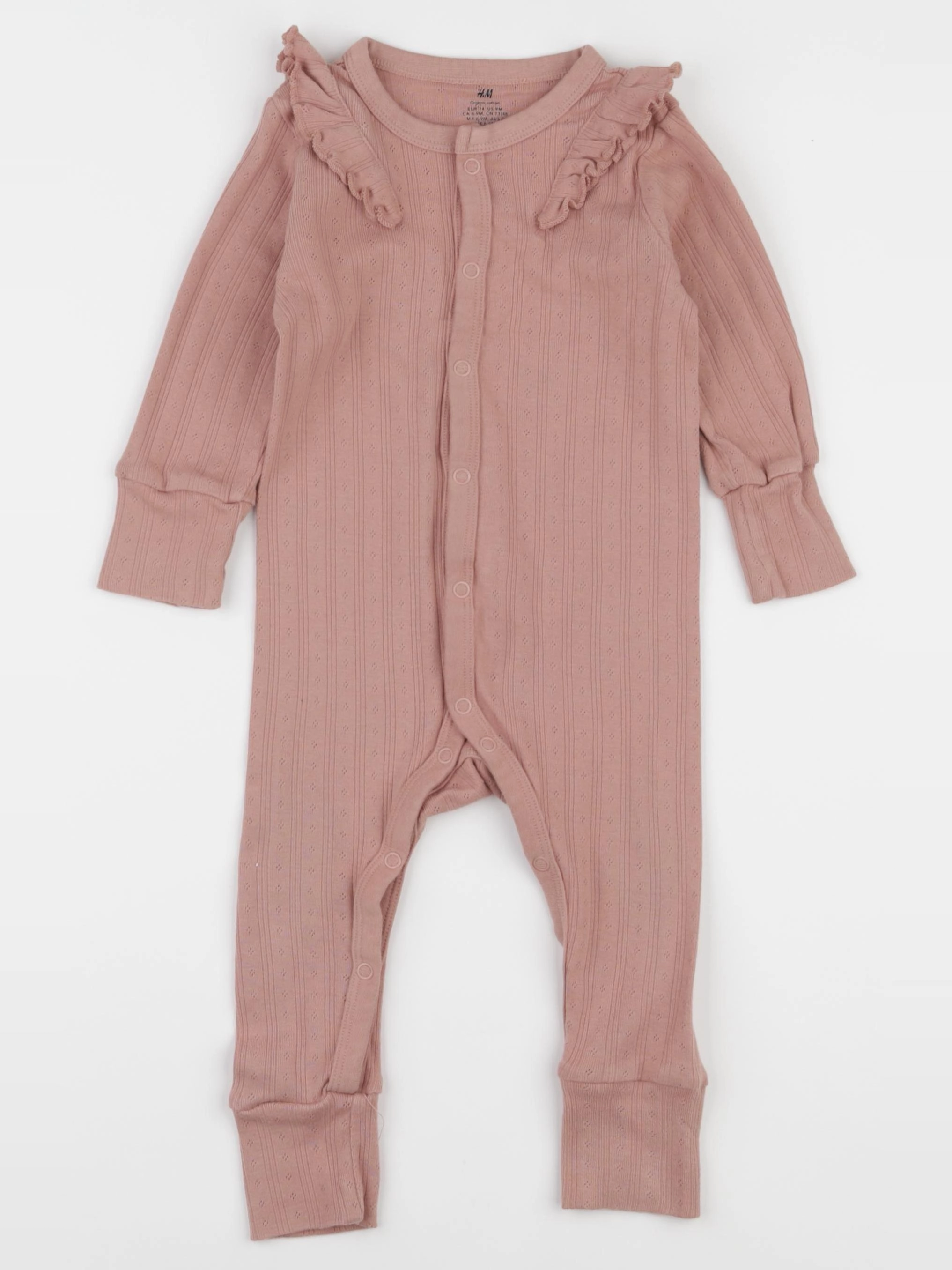 H&M - pyjama coton rose - 6/9 mois