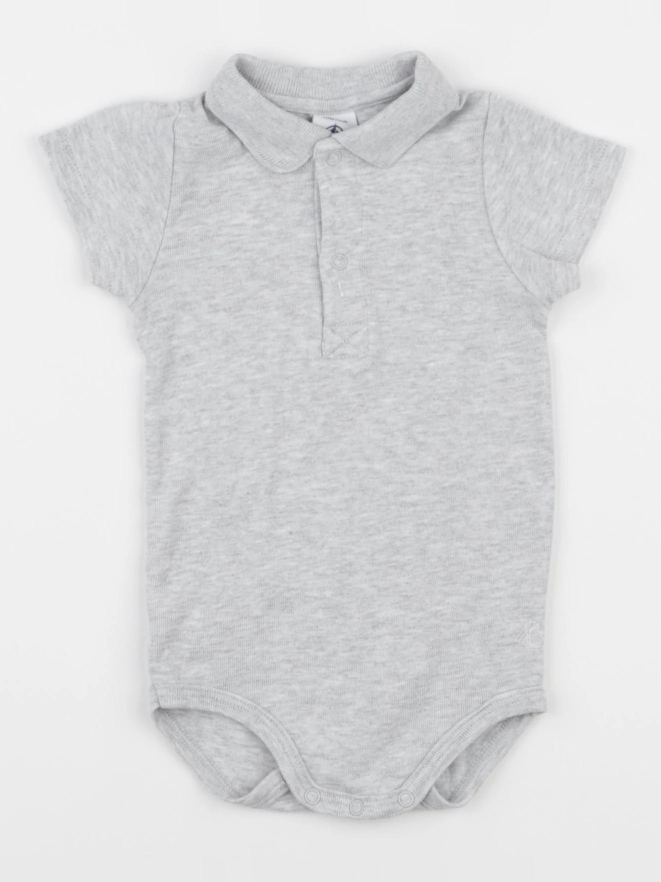 Petit Bateau - body à col gris - 12 mois