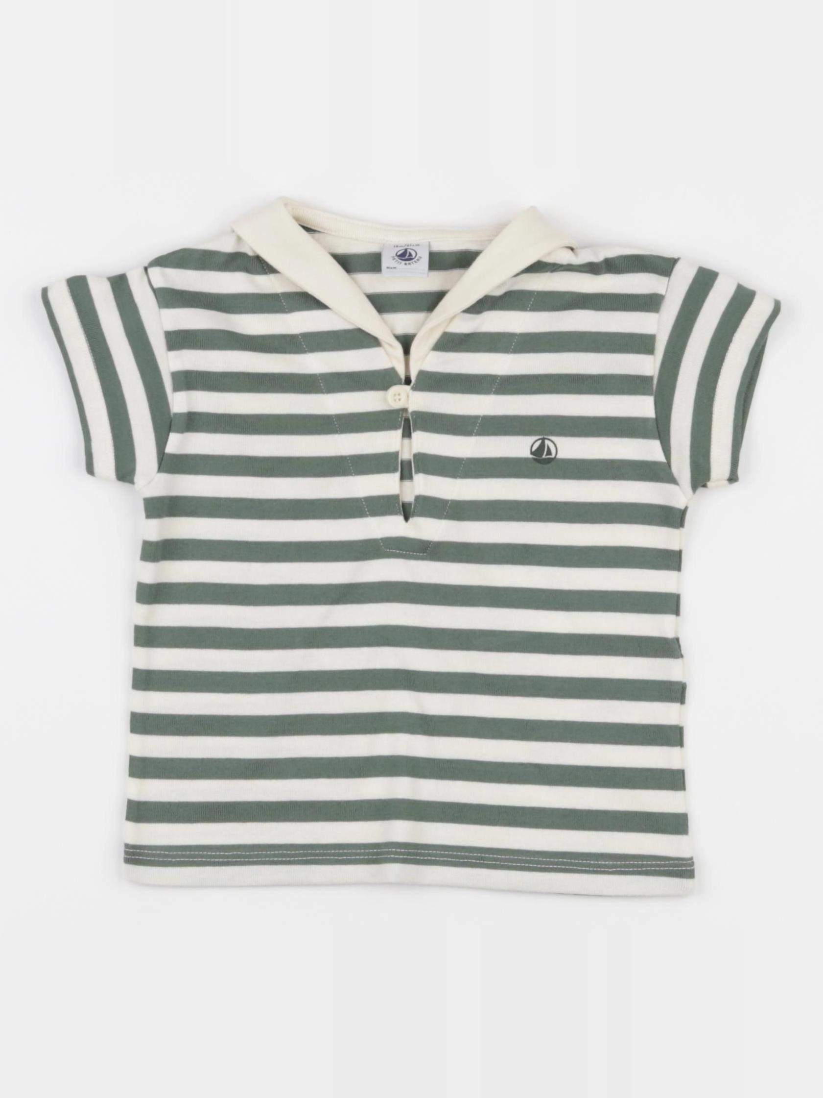 Petit Bateau - tee-shirt blanc, vert - 18 mois
