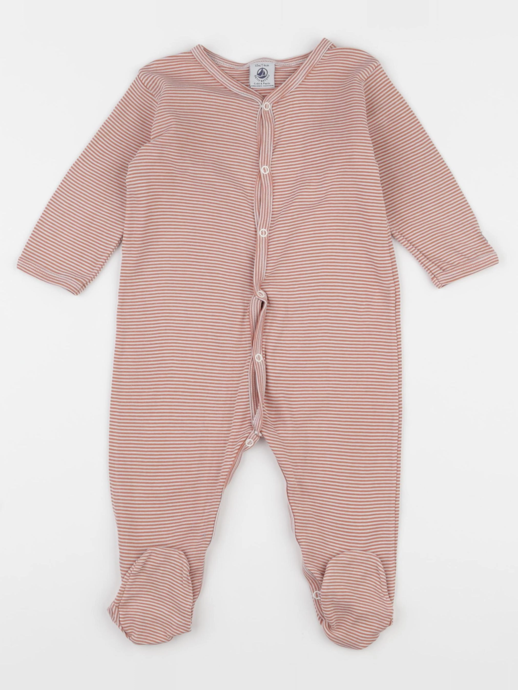 Petit Bateau - pyjama coton orange - 12 mois