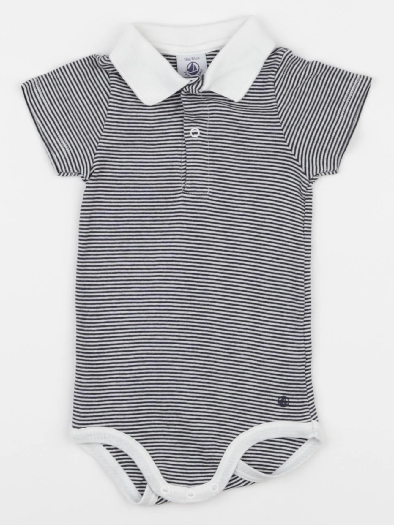 Petit Bateau - body à col bleu - 18 mois