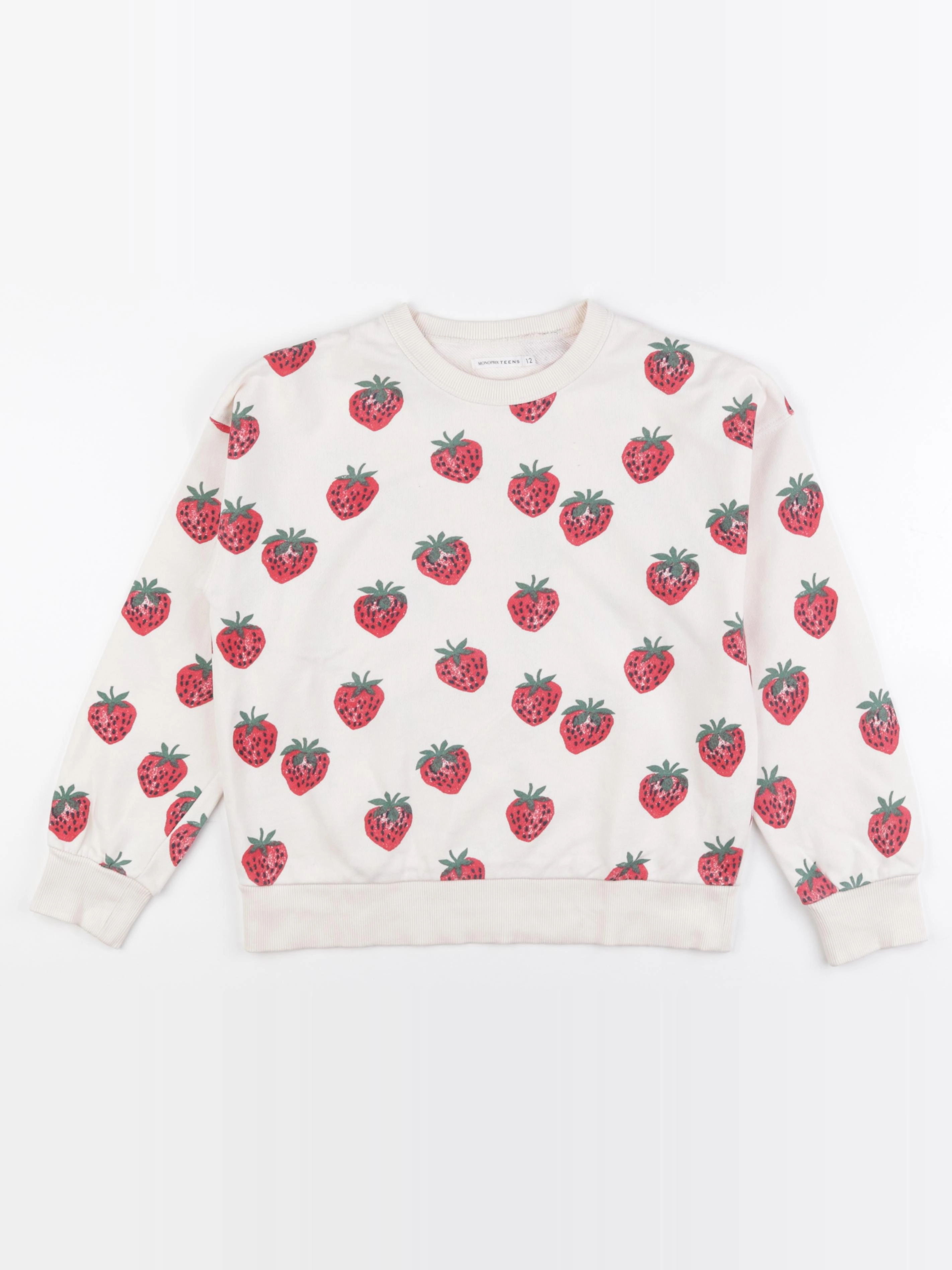 Monoprix - sweat beige - 12 ans