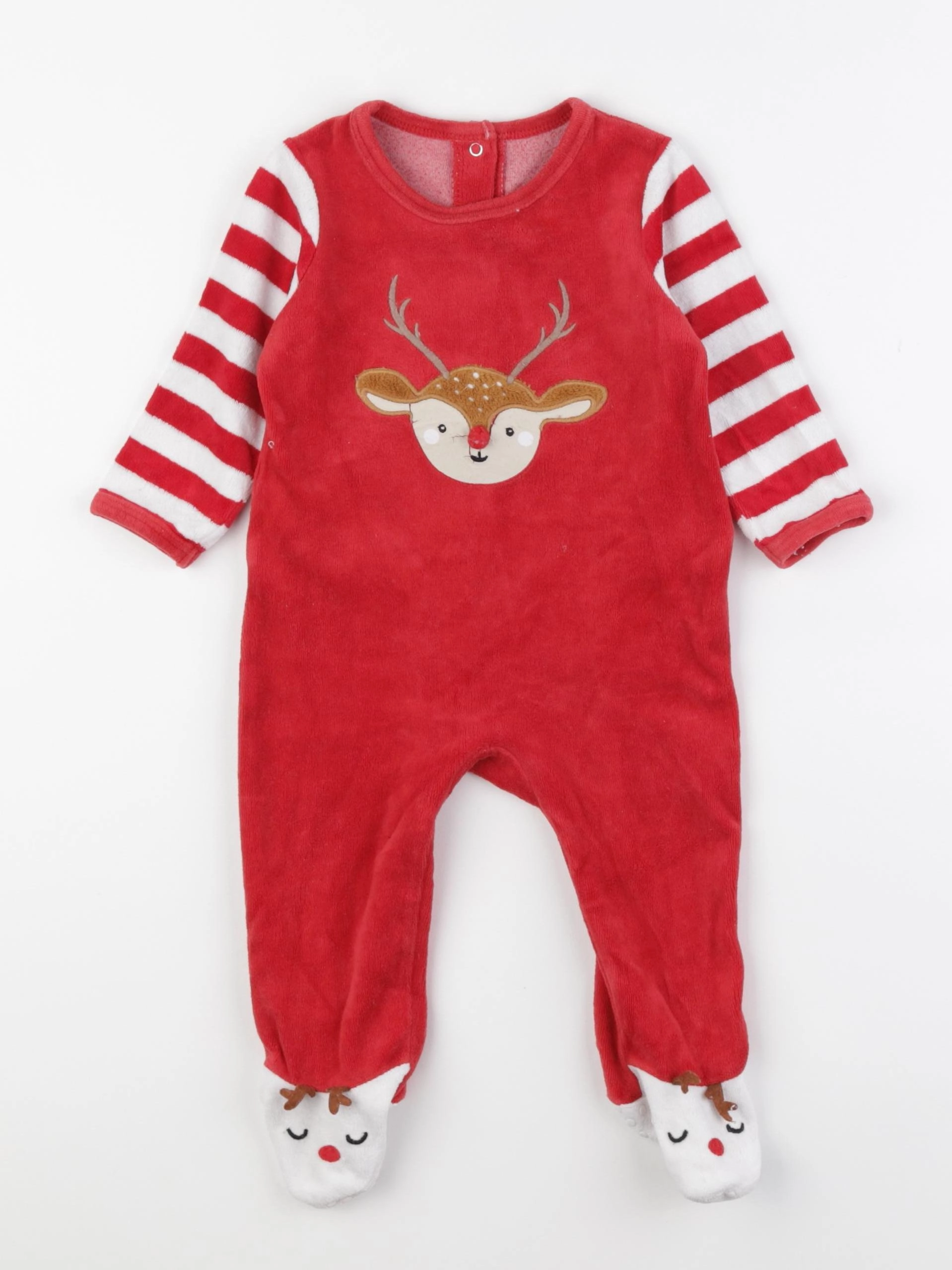 Vertbaudet - pyjama velours rouge - 9 mois