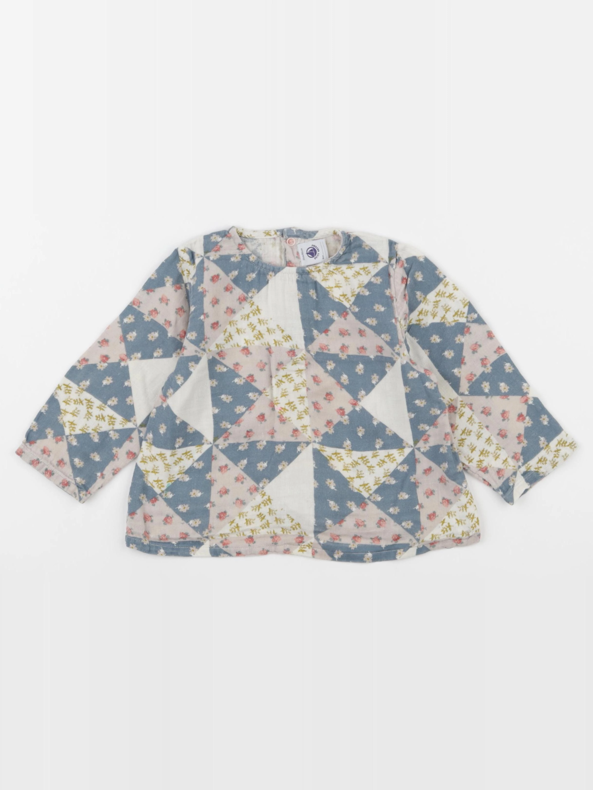 Petit Bateau - blouse bleu, blanc - 24 mois