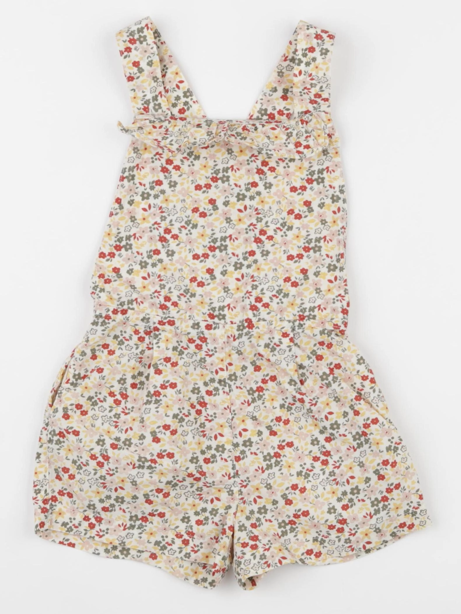 Petit Bateau - salopette beige, rouge, vert - 4 ans