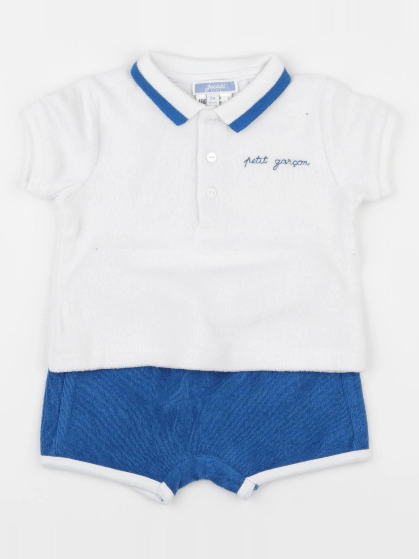 Jacadi - ensemble bleu, blanc - 6 mois