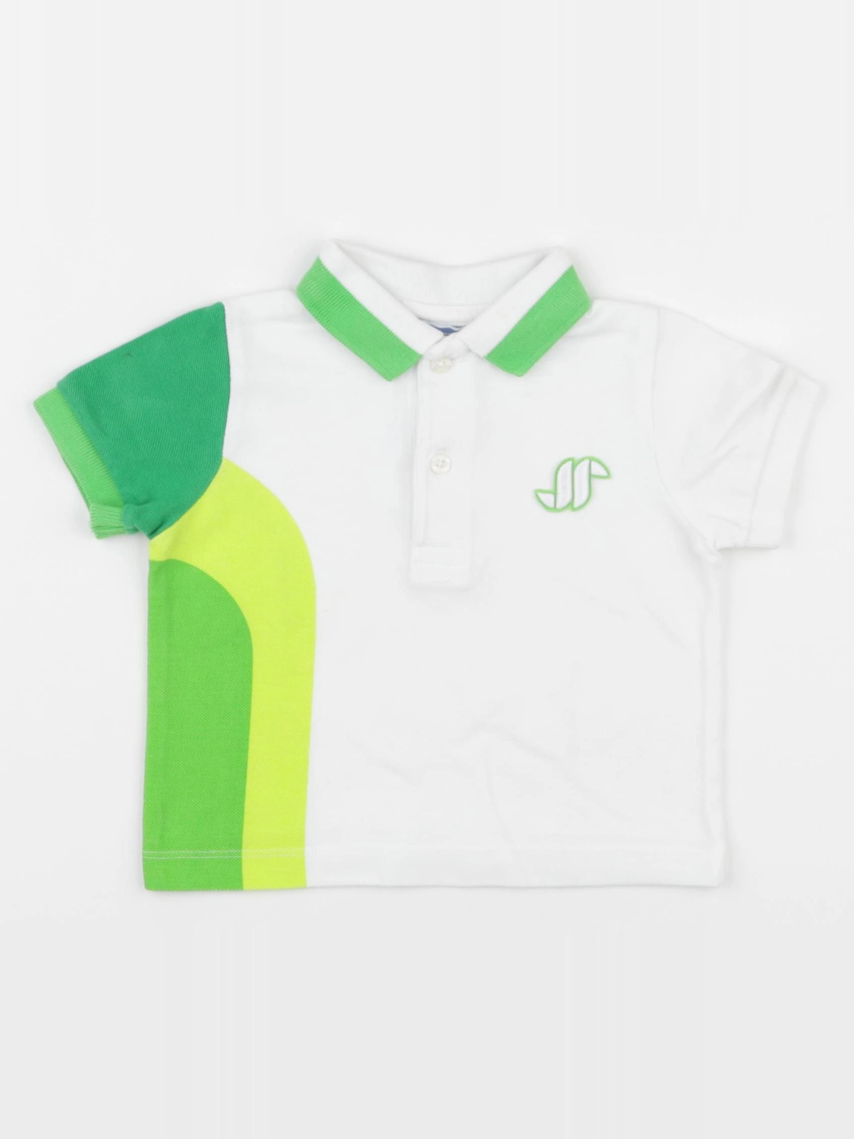 Jacadi - polo blanc, vert - 18 mois