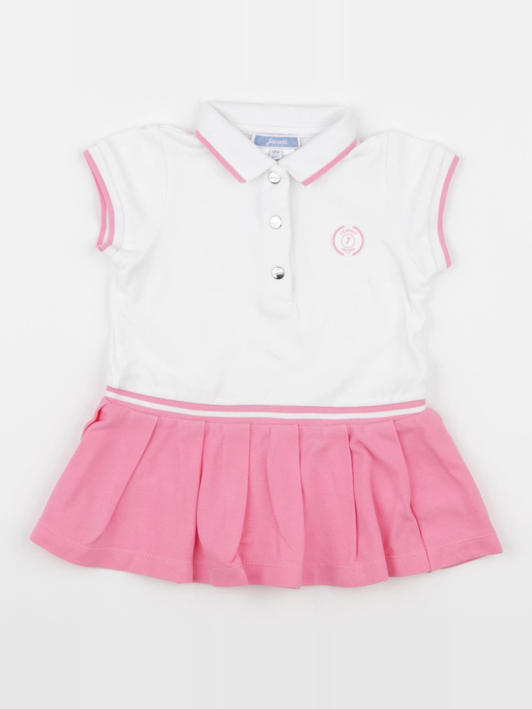 Jacadi - robe blanc, rose - 18 mois