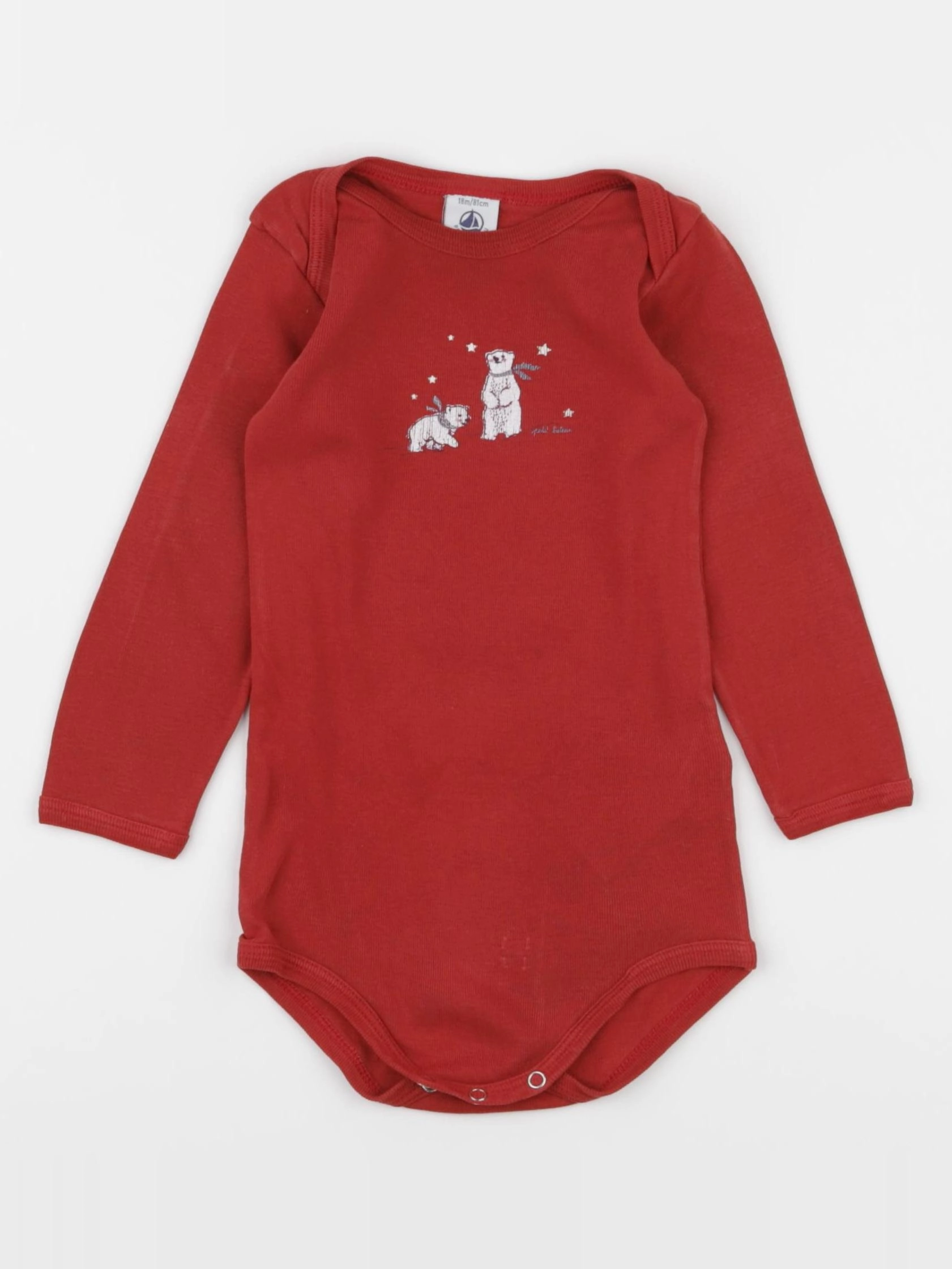 Petit Bateau - body rouge - 18 mois
