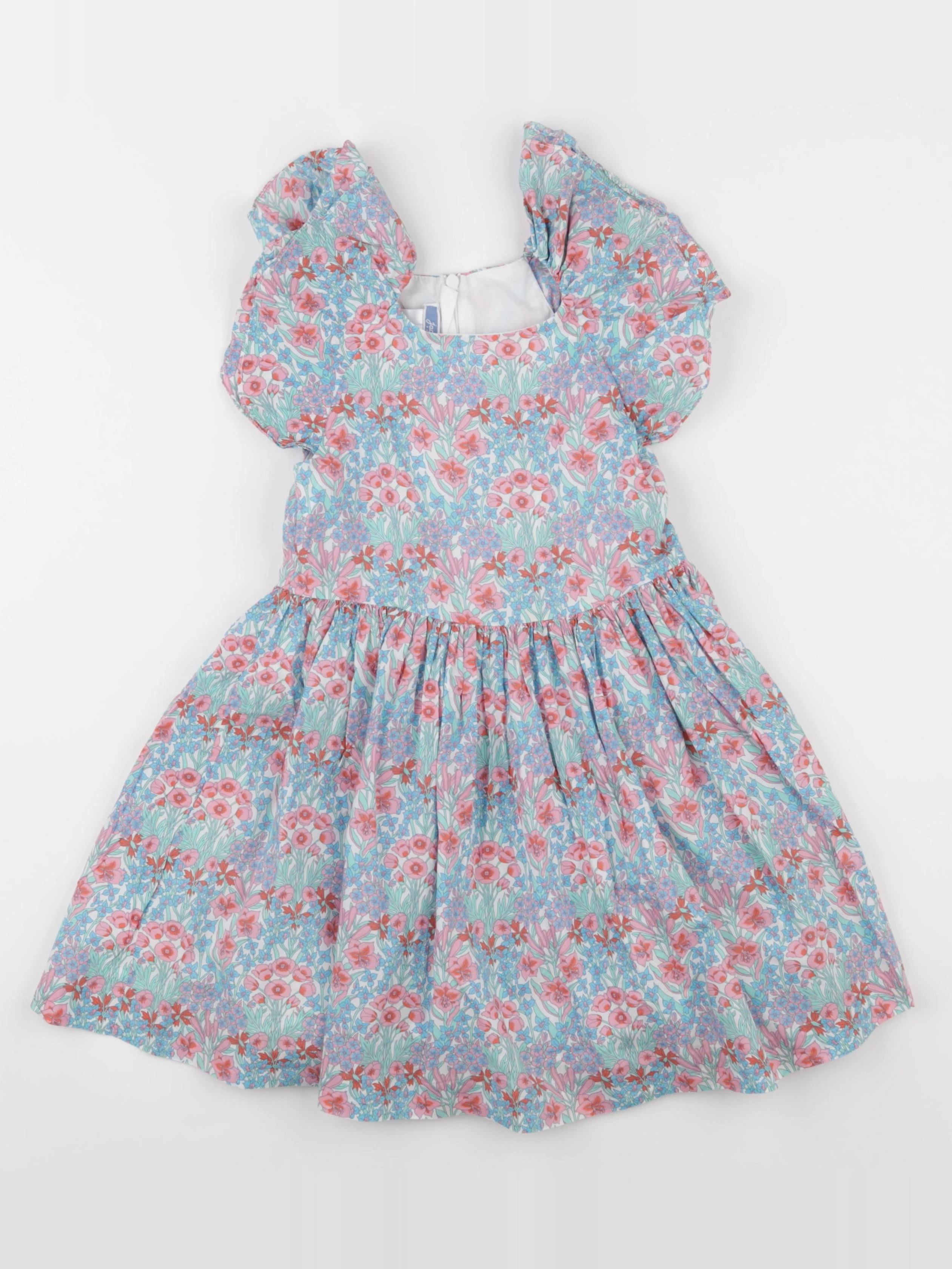 Jacadi - robe liberty bleu, rose, vert - 4 ans