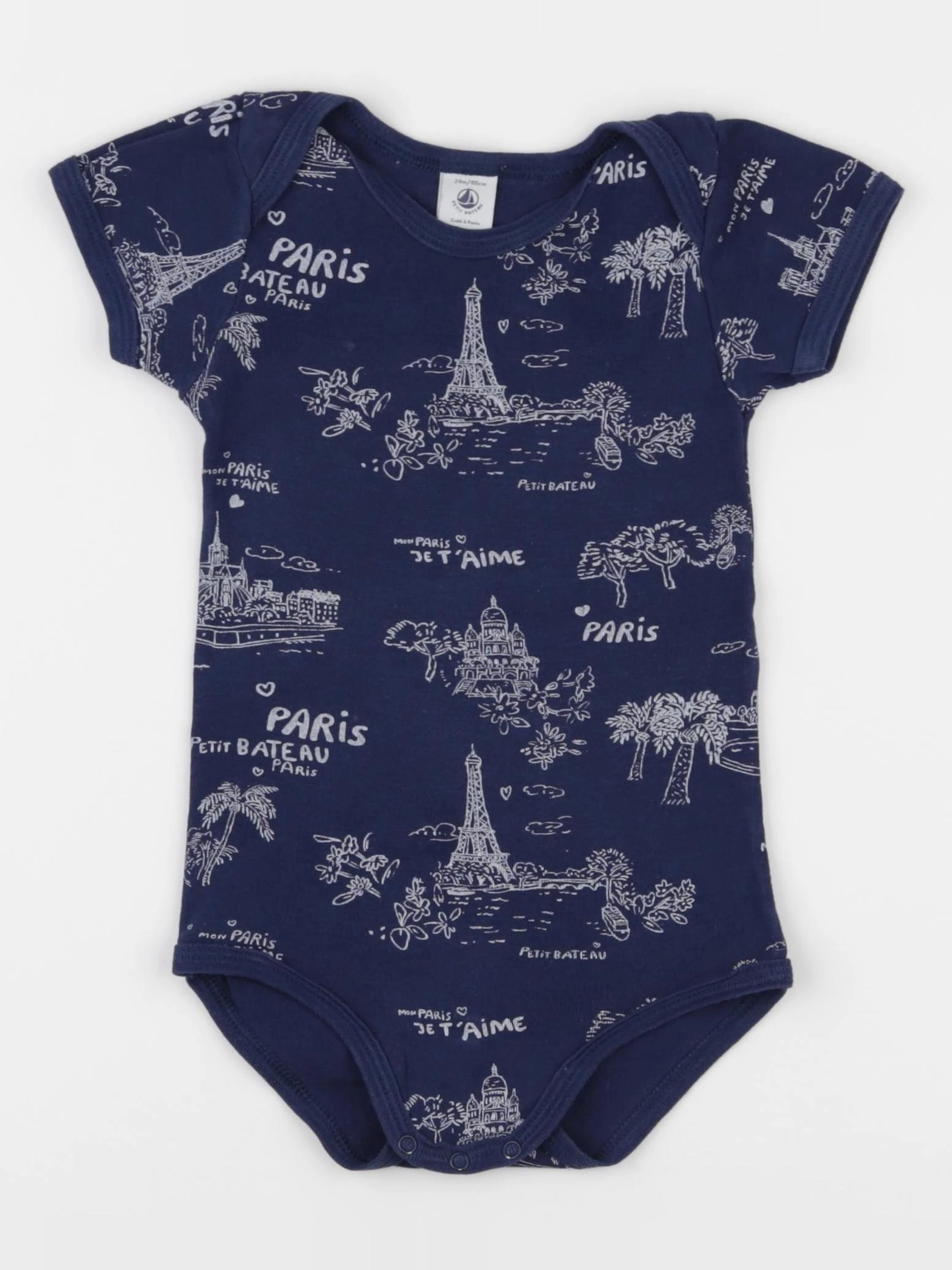Petit Bateau - body bleu - 24 mois