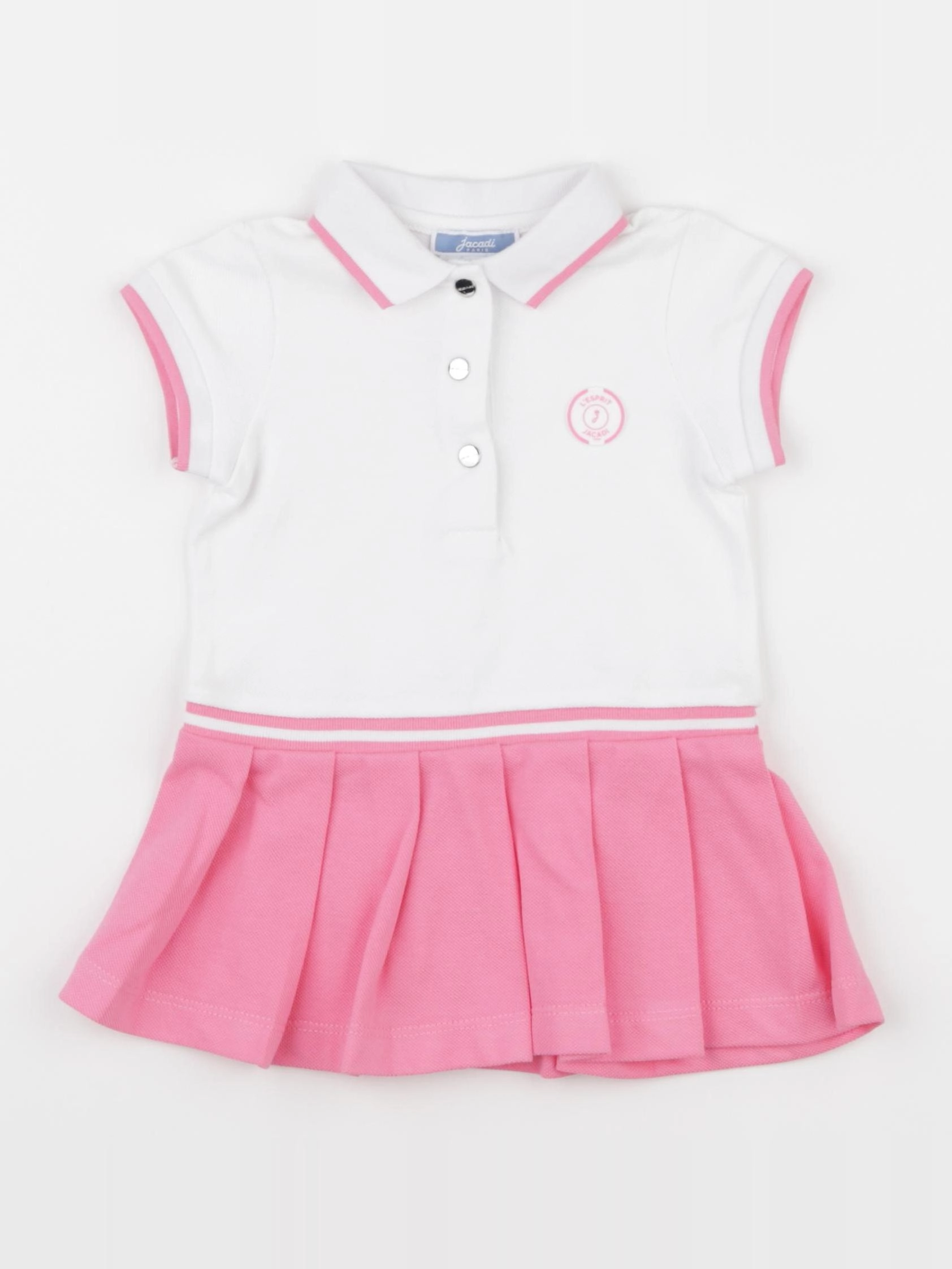 Jacadi - robe blanc, rose - 12 mois
