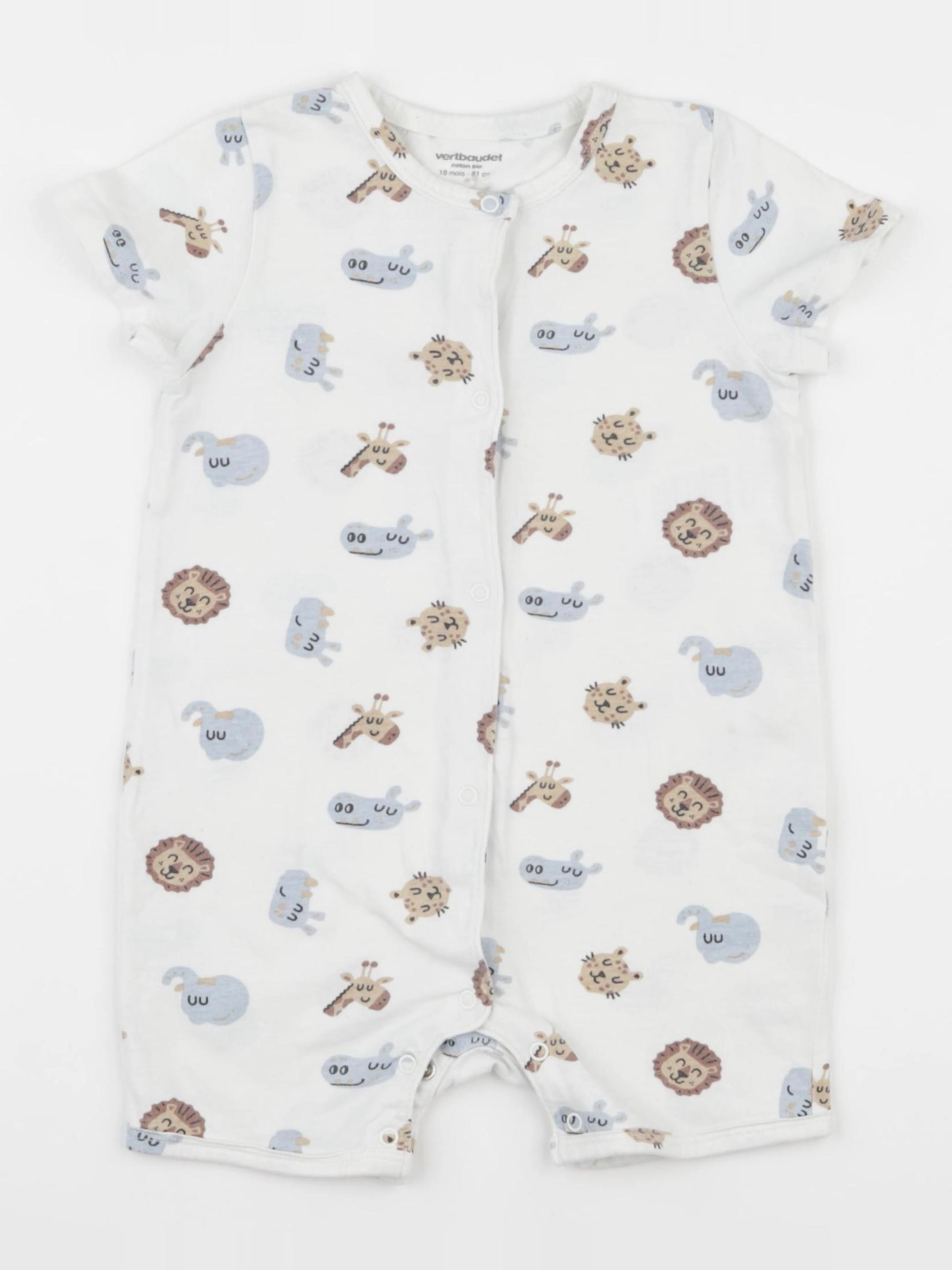Vertbaudet - pyjama coton blanc - 18 mois