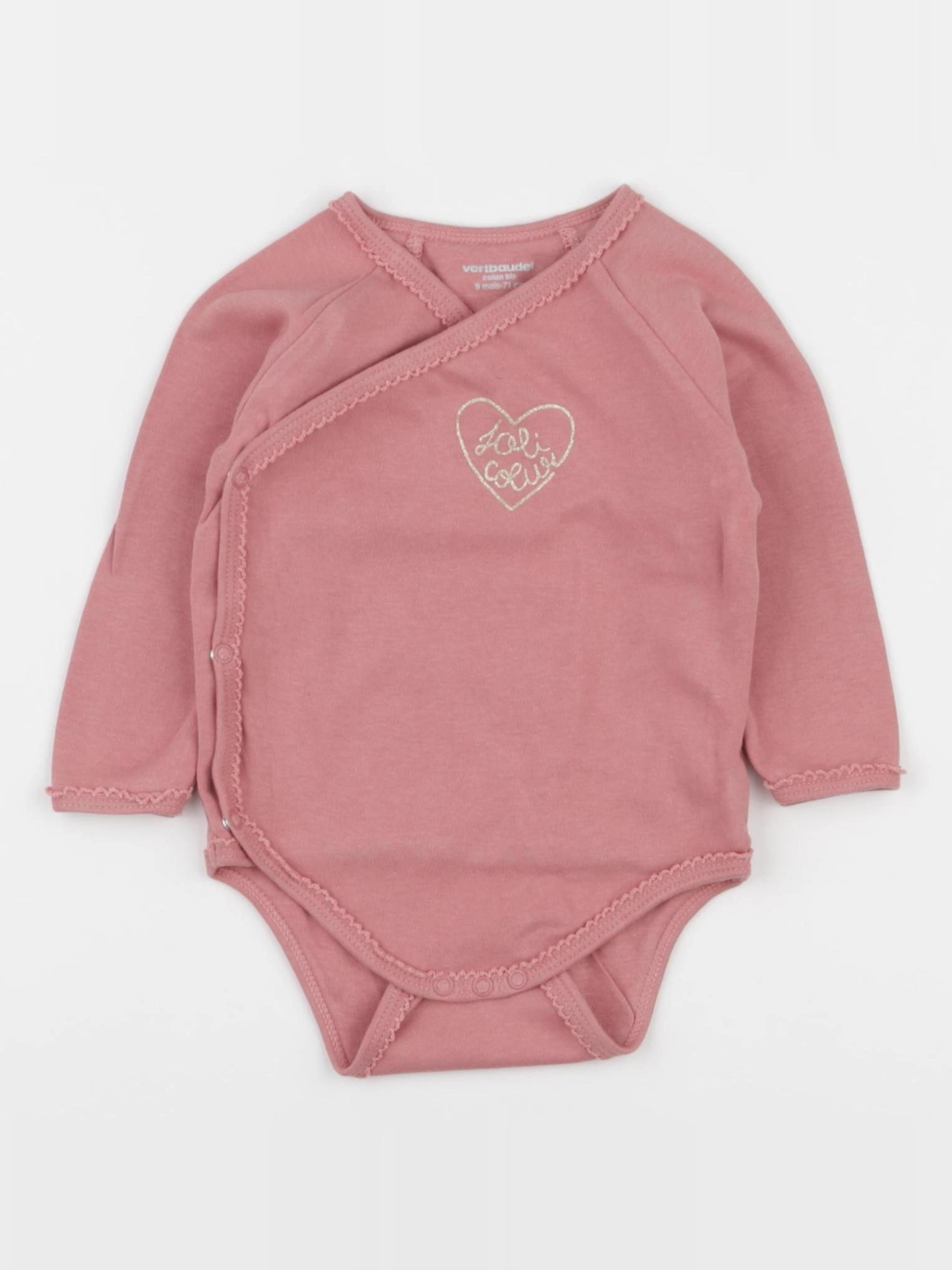 Vertbaudet - body rose - 9 mois