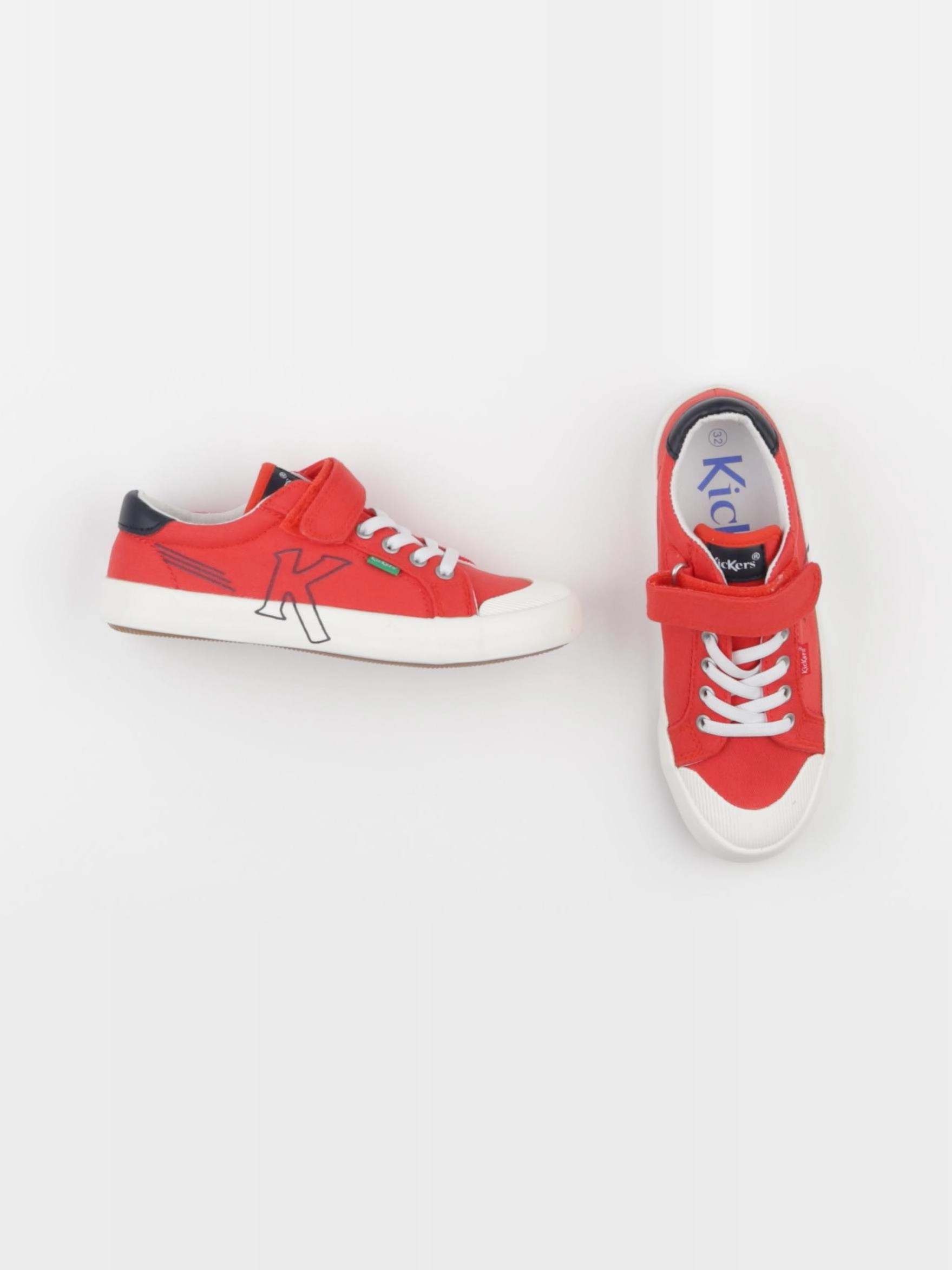 Kickers - tennis à scratch/ lacets rouge - pointure 32