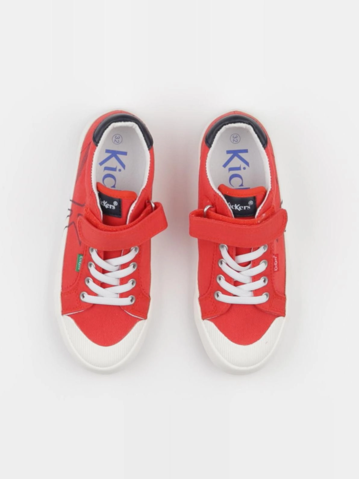 Kickers - tennis à scratch/ lacets rouge - pointure 32