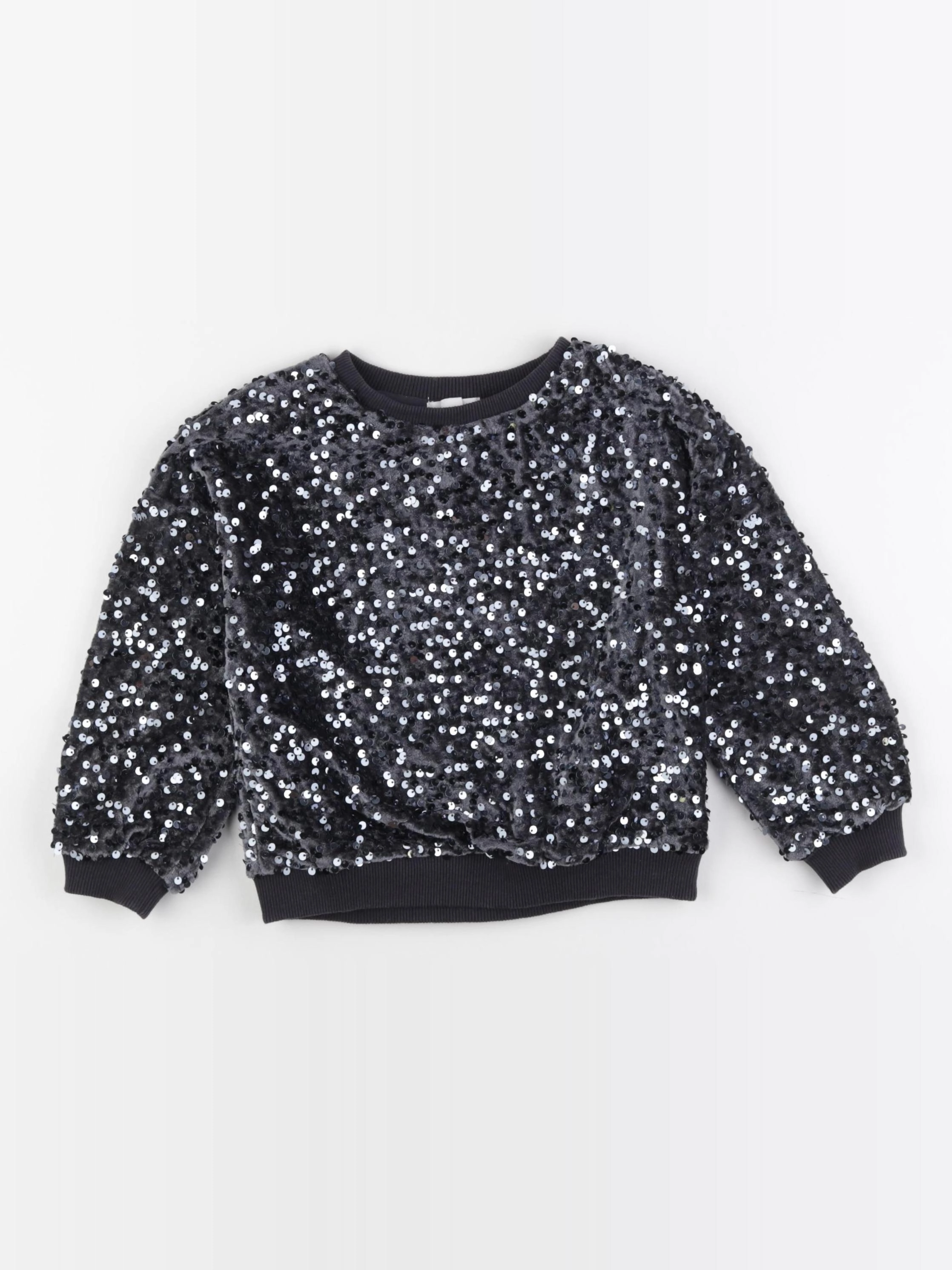 Vertbaudet - sweat argent, gris, bleu - 4 ans
