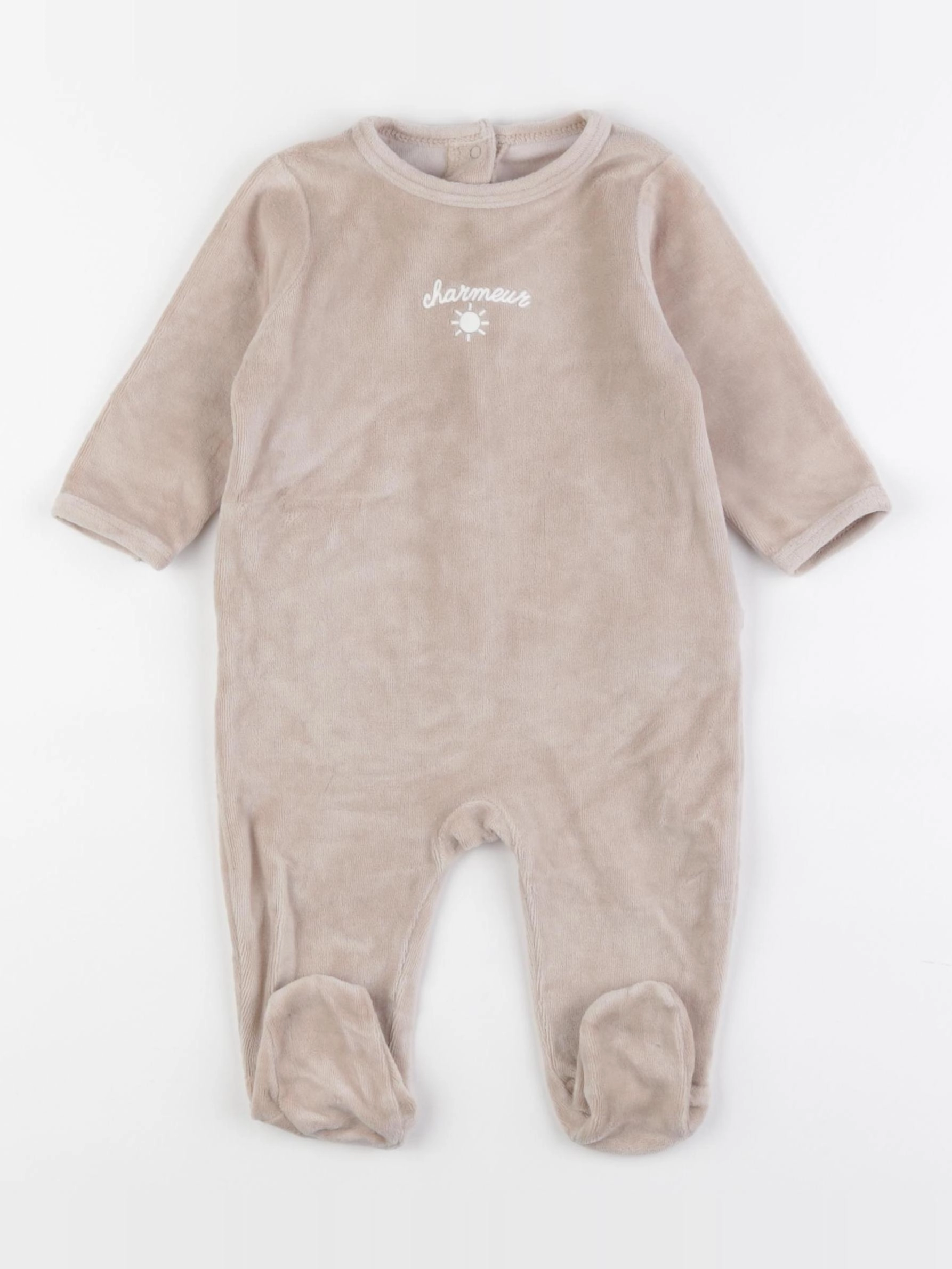 Vertbaudet - pyjama velours marron - 6 mois