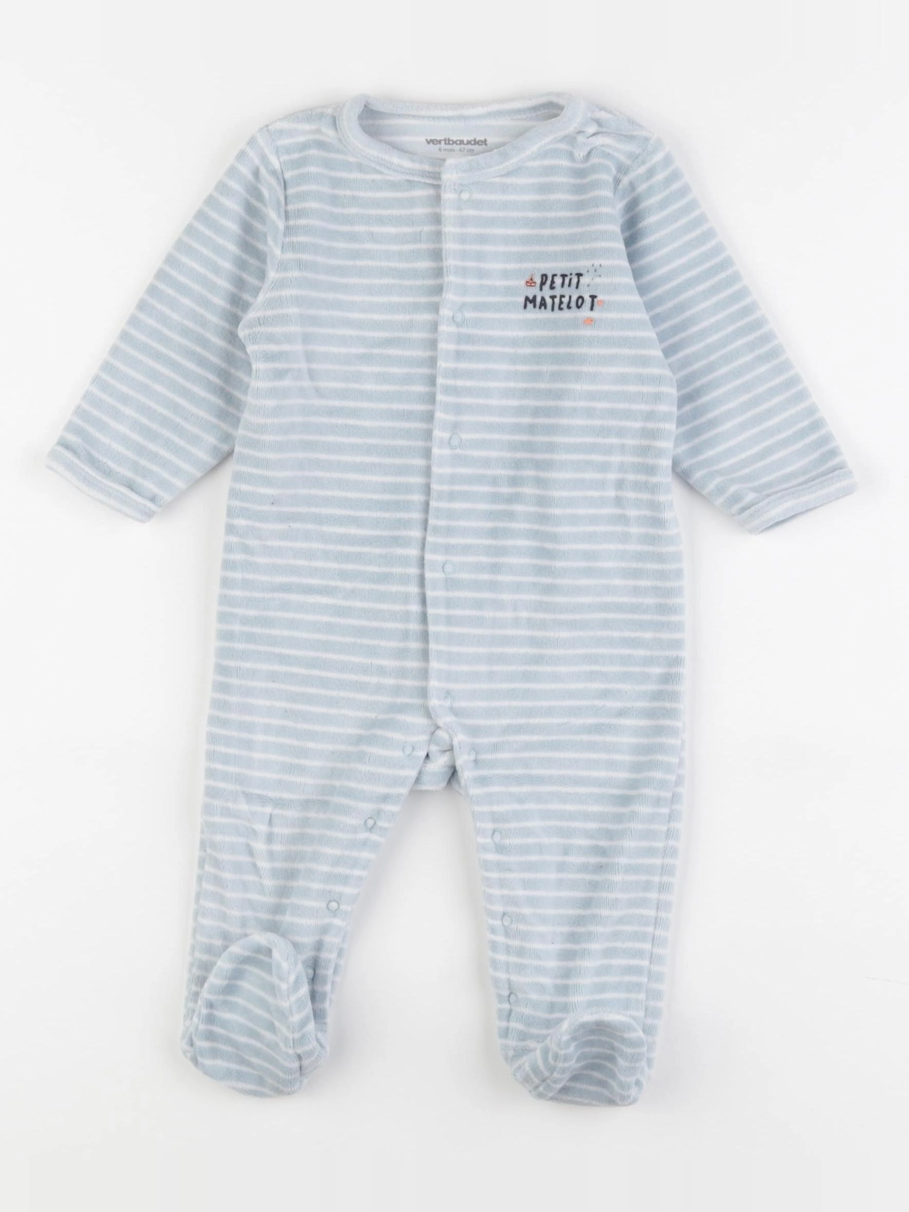 Vertbaudet - pyjama velours bleu - 6 mois
