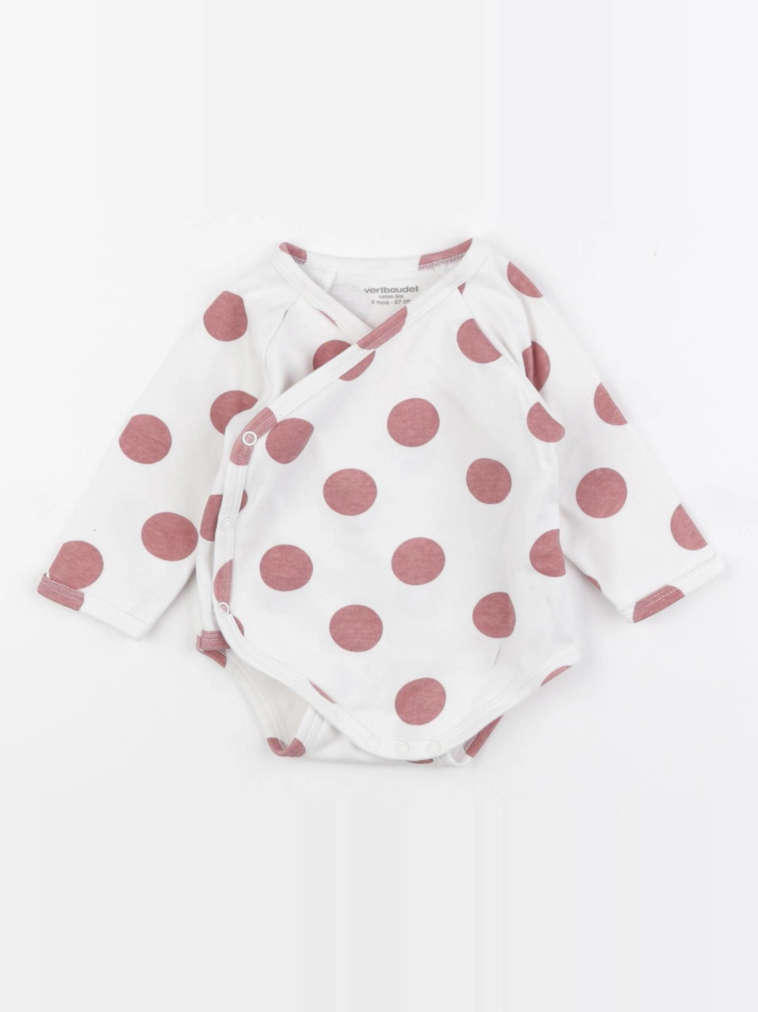 Vertbaudet - body rouge, blanc - 6 mois