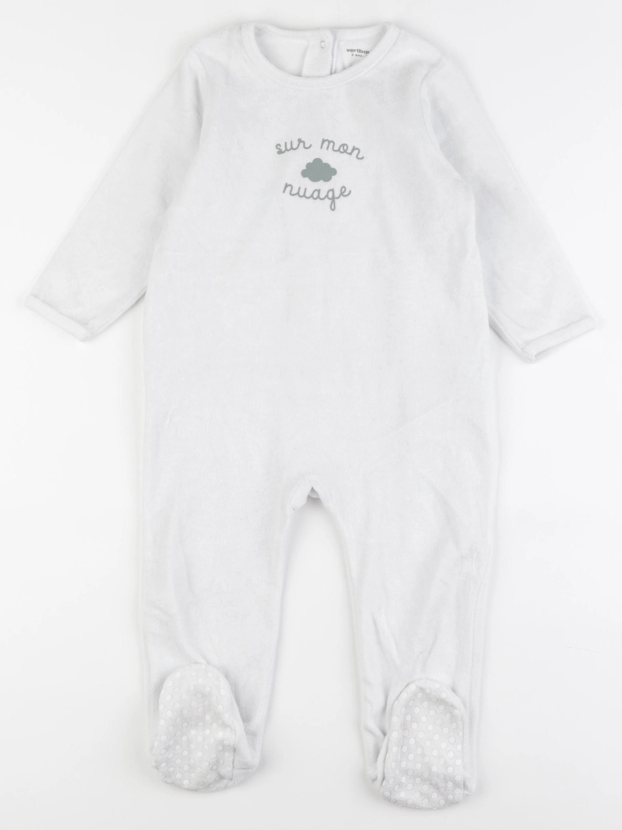 Vertbaudet - pyjama velours blanc - 2 ans
