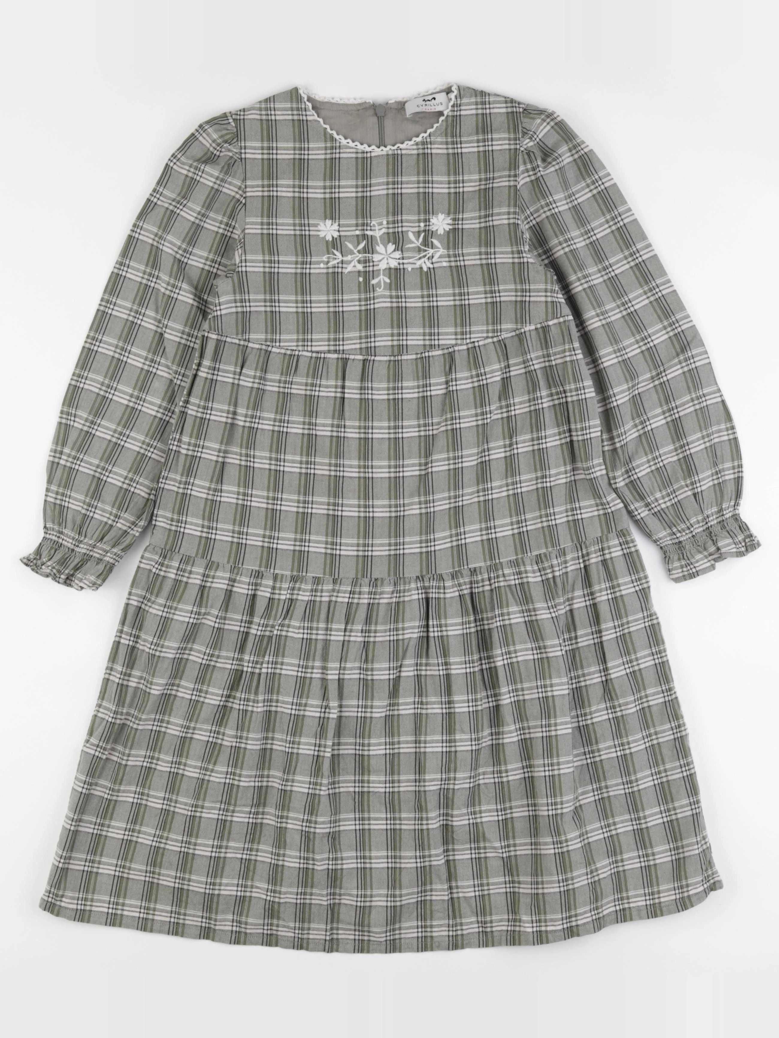 Cyrillus - robe vert, blanc - 8 ans