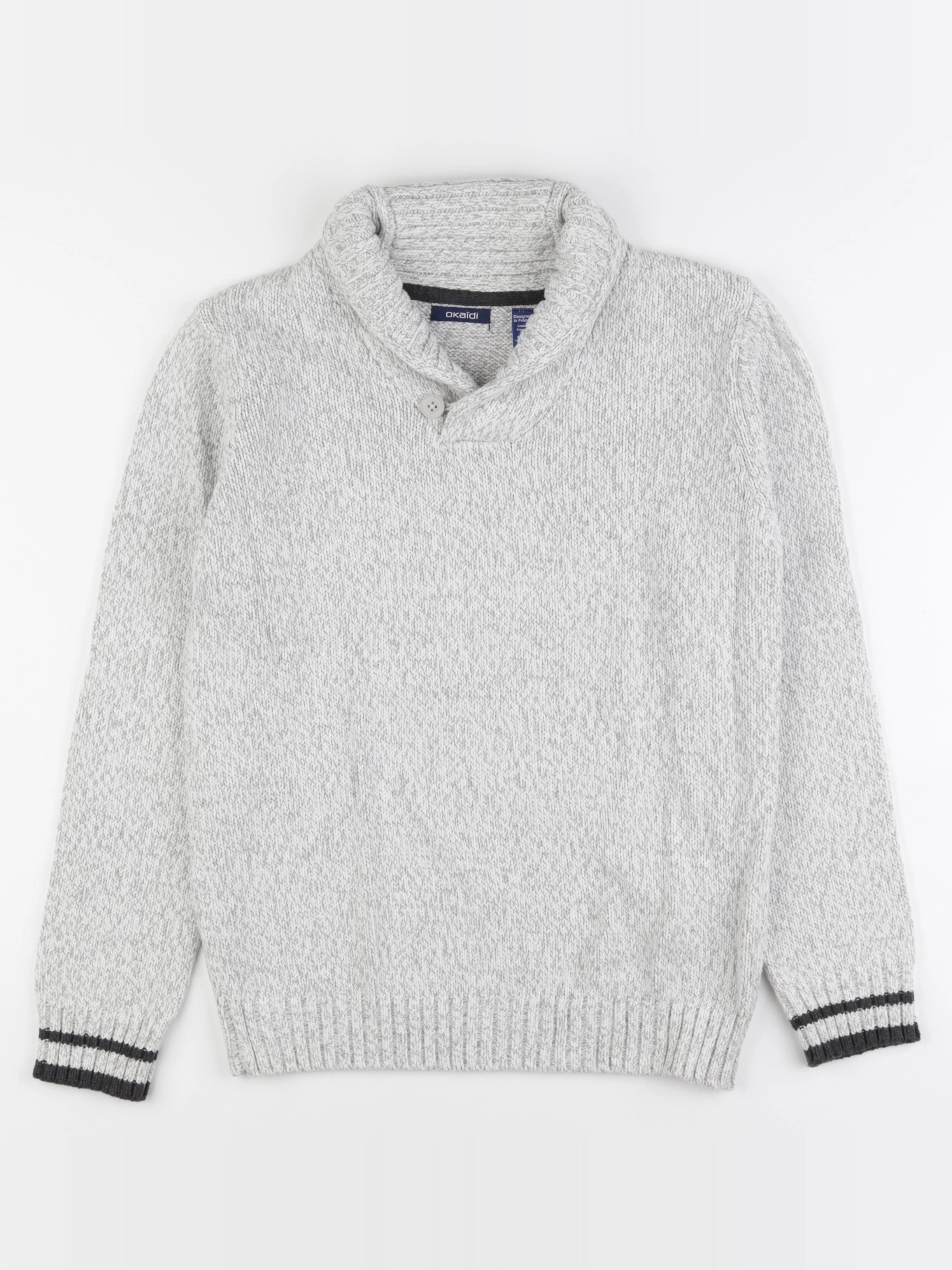 Okaidi - pull blanc, gris - 12 ans