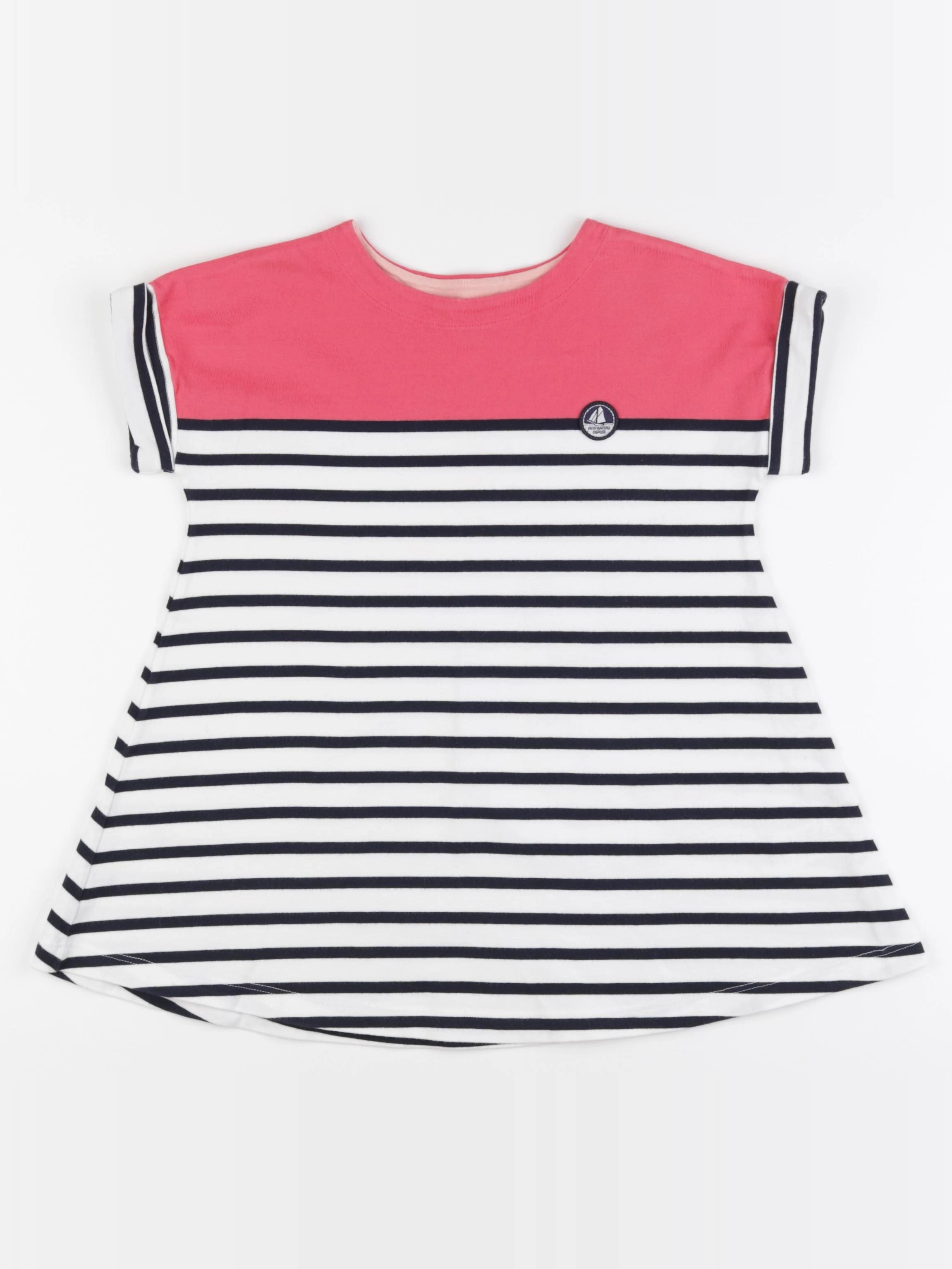 Petit Bateau - robe blanc, bleu, rose - 4 ans