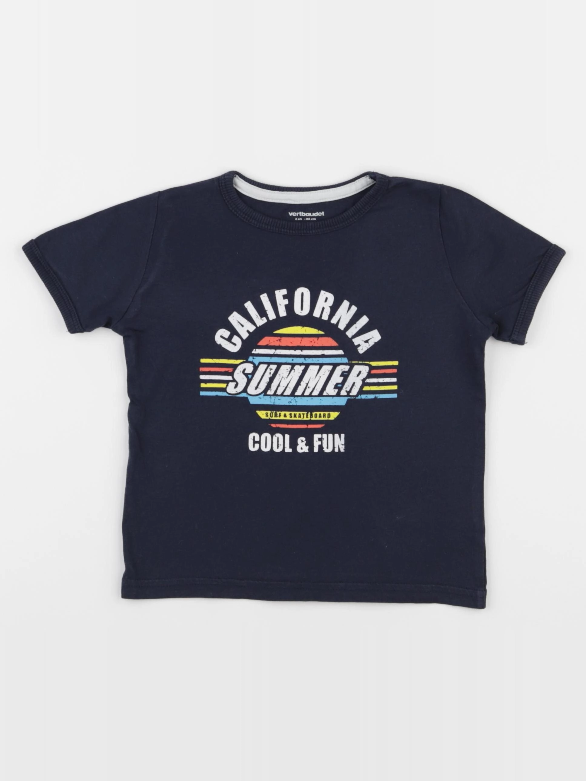 Vertbaudet - tee-shirt bleu - 2 ans