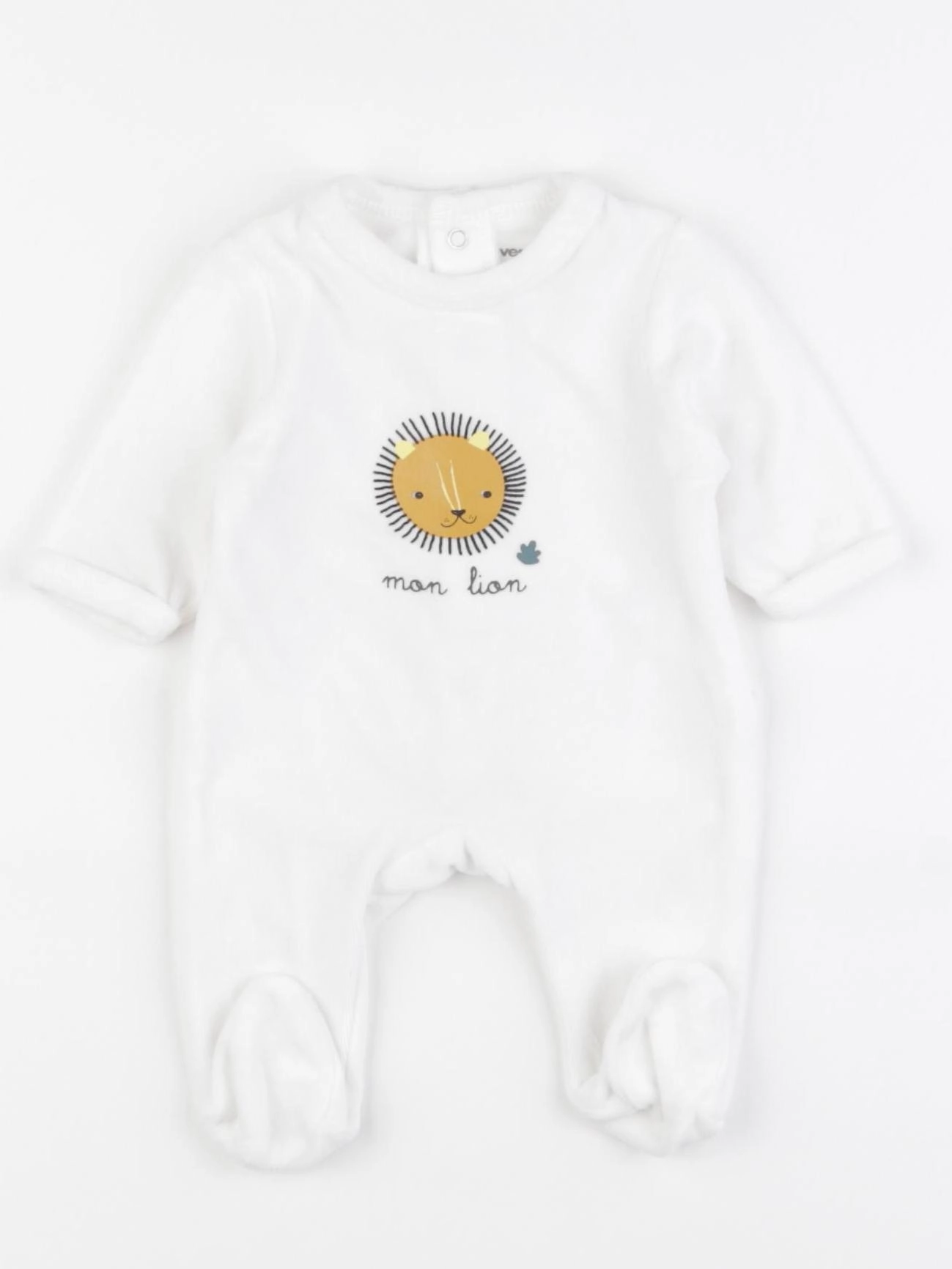 Vertbaudet - pyjama velours blanc - 0 mois