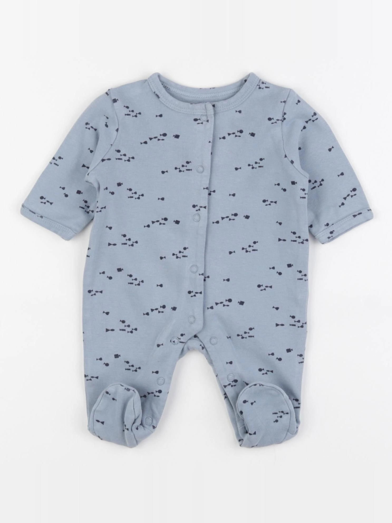 Vertbaudet - pyjama coton bleu - 1 mois