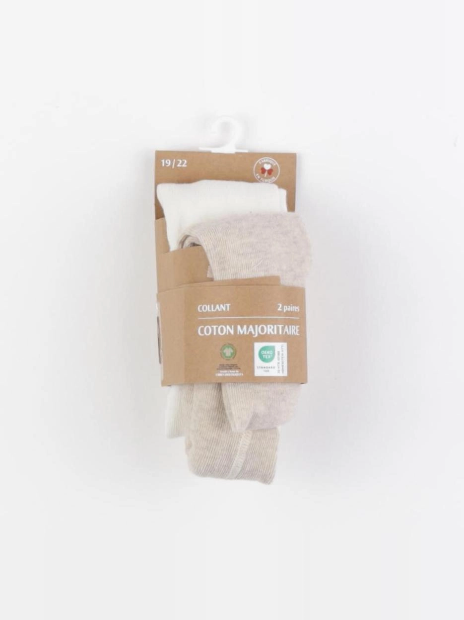 Boutchou - lot de 2 collants beige - 9/12 mois
