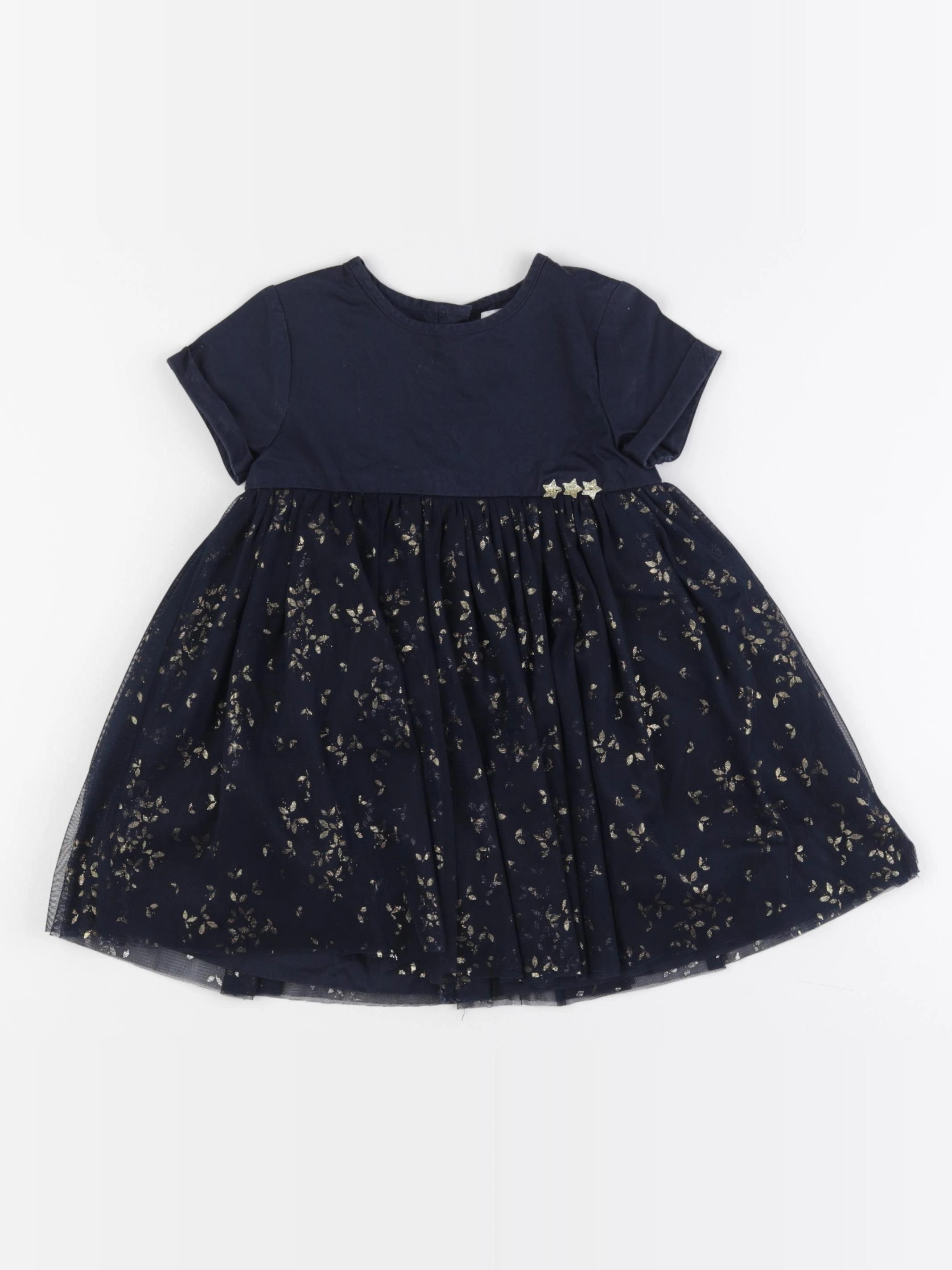 Vertbaudet - robe bleu, or - 18 mois