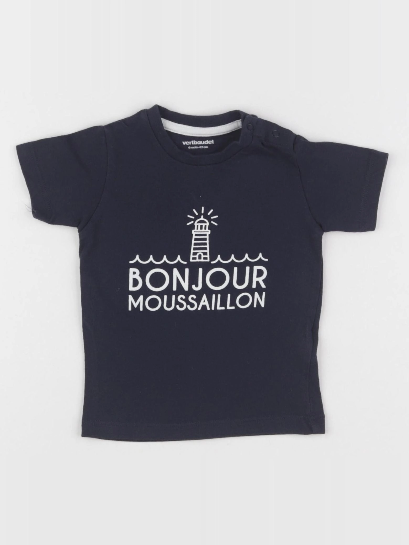 Vertbaudet - tee-shirt bleu - 6 mois
