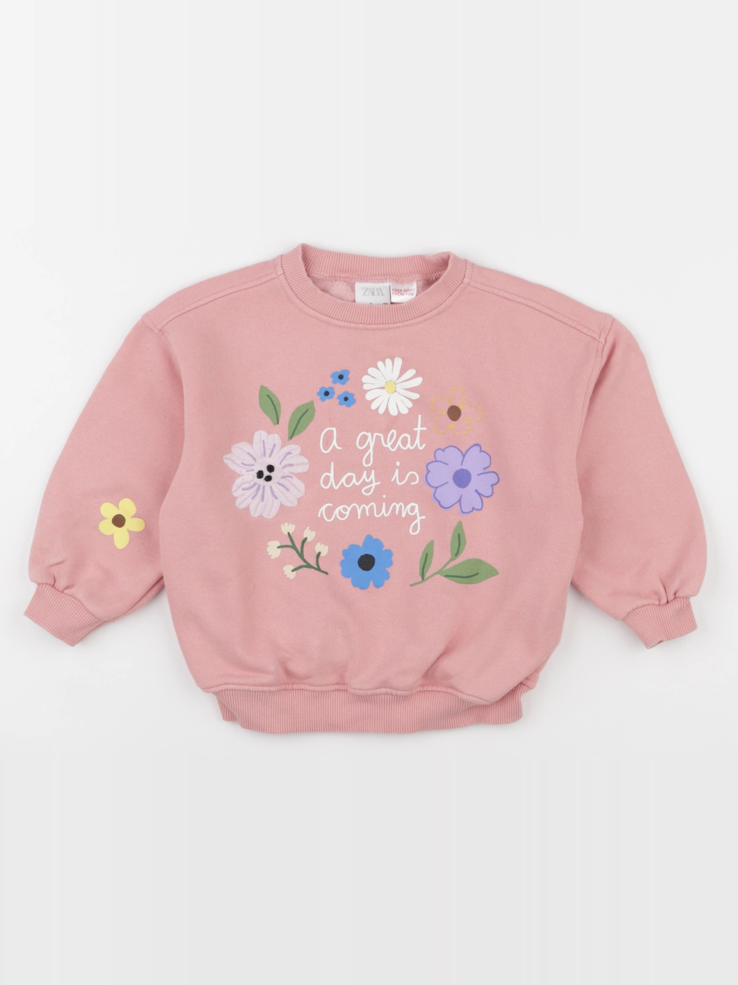 Zara - sweat imprimé au dos rose - 3 ans