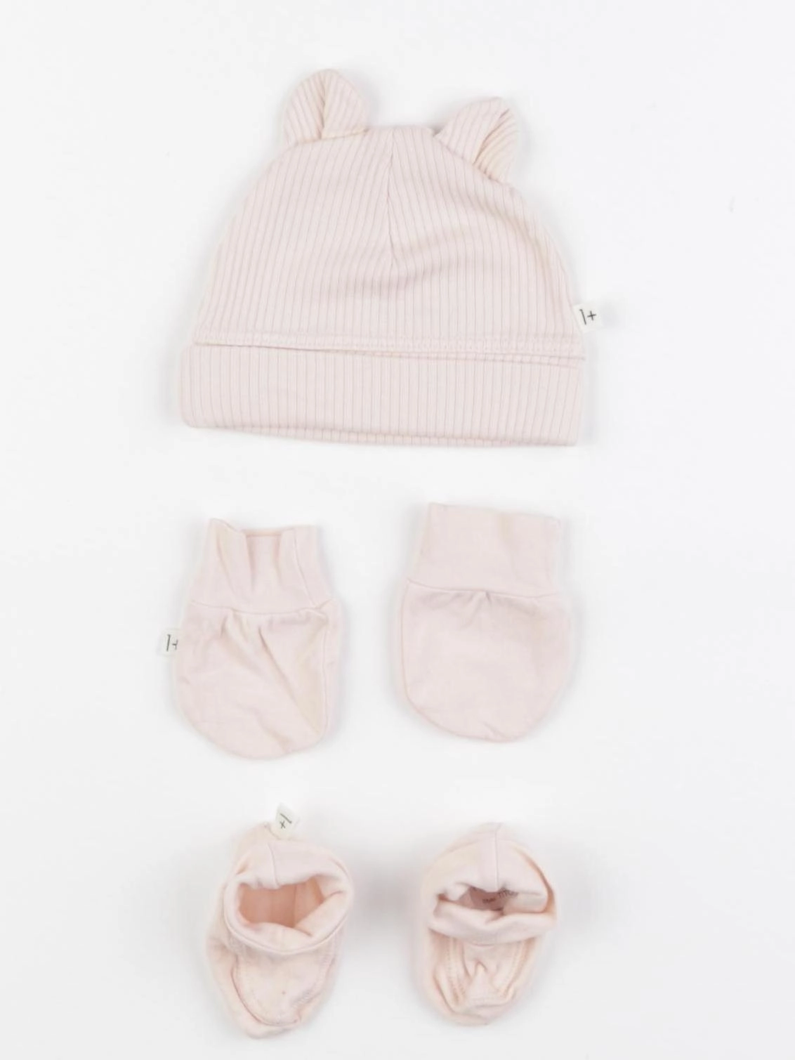 1+ In the family - ensemble bonnet/moufles/chaussons - 0 mois