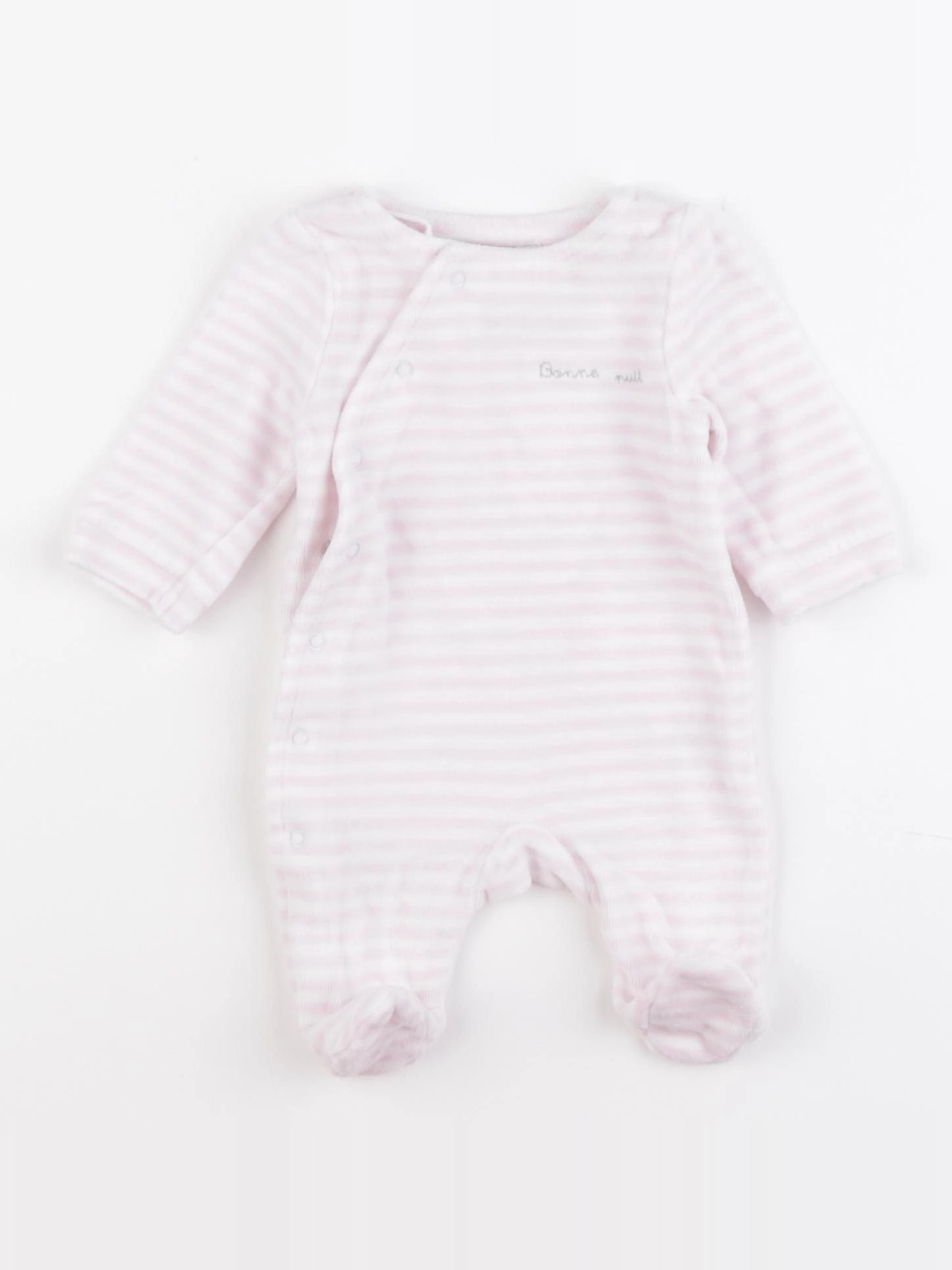 Cyrillus - pyjama velours blanc, rose - 0 mois
