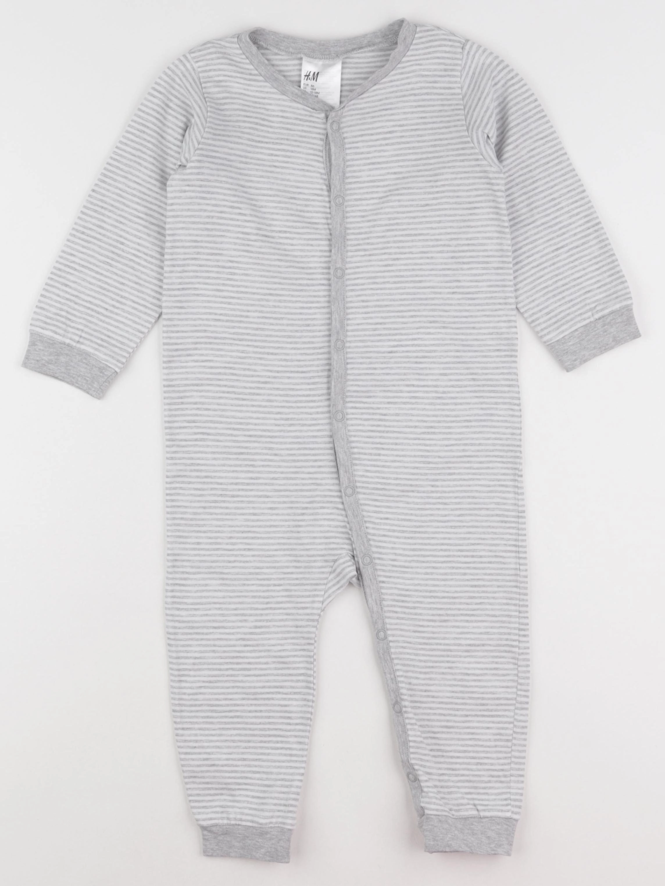 H&M - pyjama coton blanc, gris - 12/18 mois