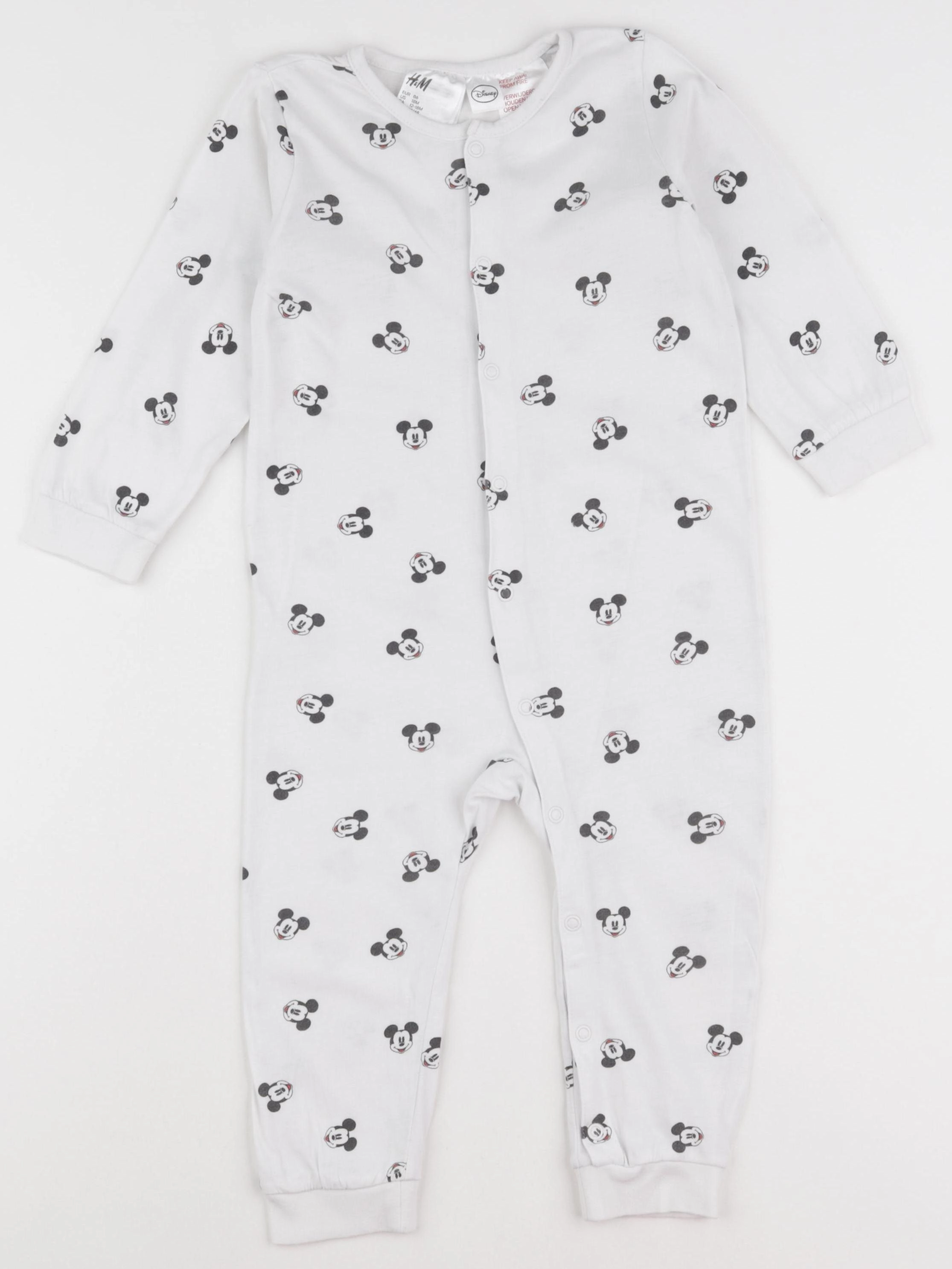 H&M - pyjama coton blanc, noir - 12/18 mois