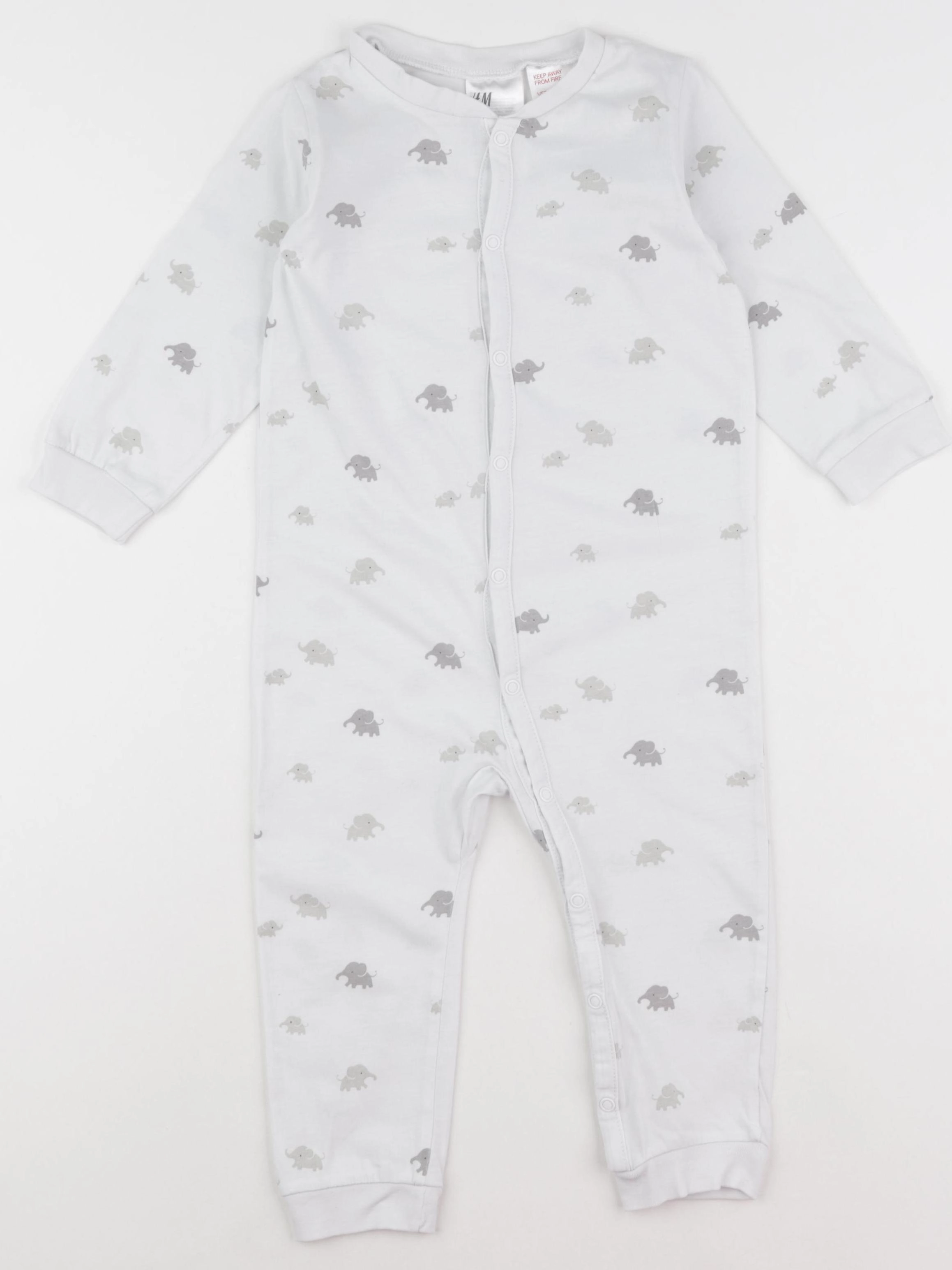 H&M - pyjama coton blanc, gris - 12/18 mois