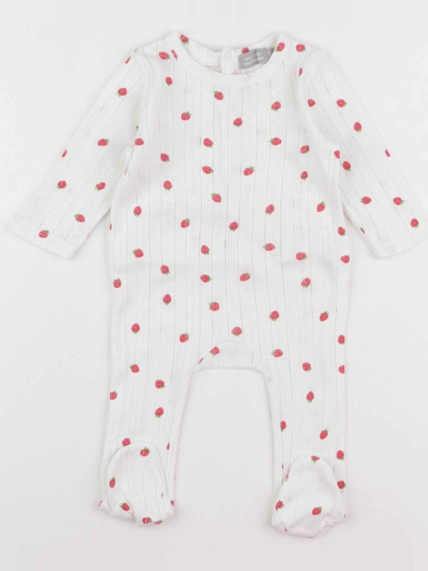 Boutchou - pyjama coton blanc, rouge - 3 mois