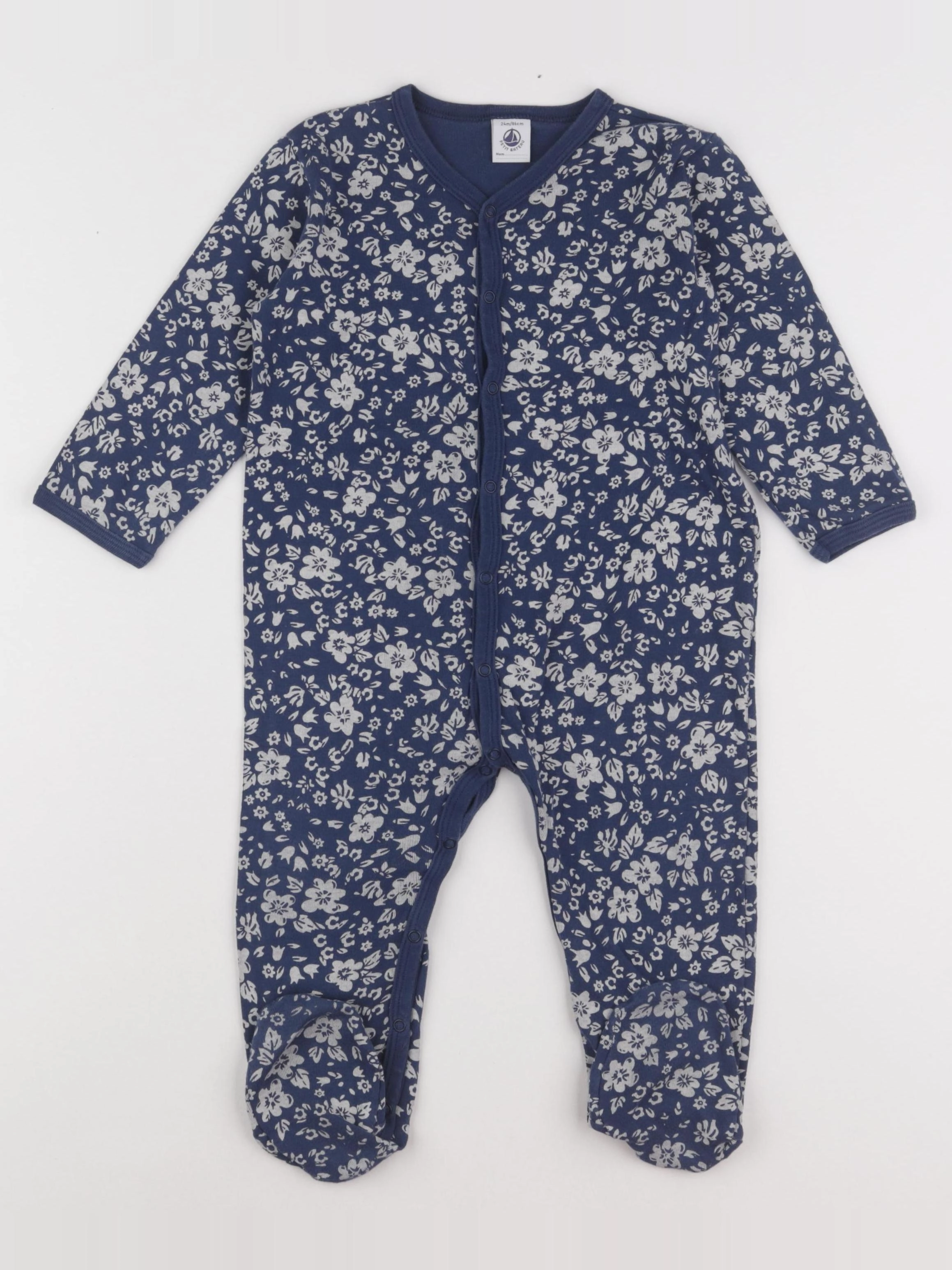 Petit Bateau - pyjama coton bleu - 24 mois