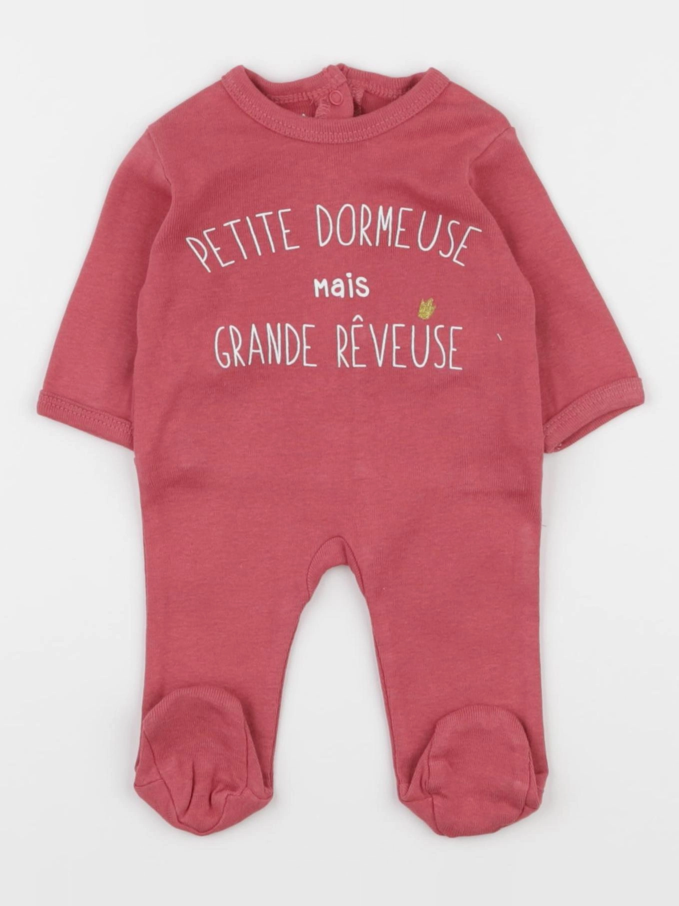 Vertbaudet - pyjama coton or, rose - 0 mois