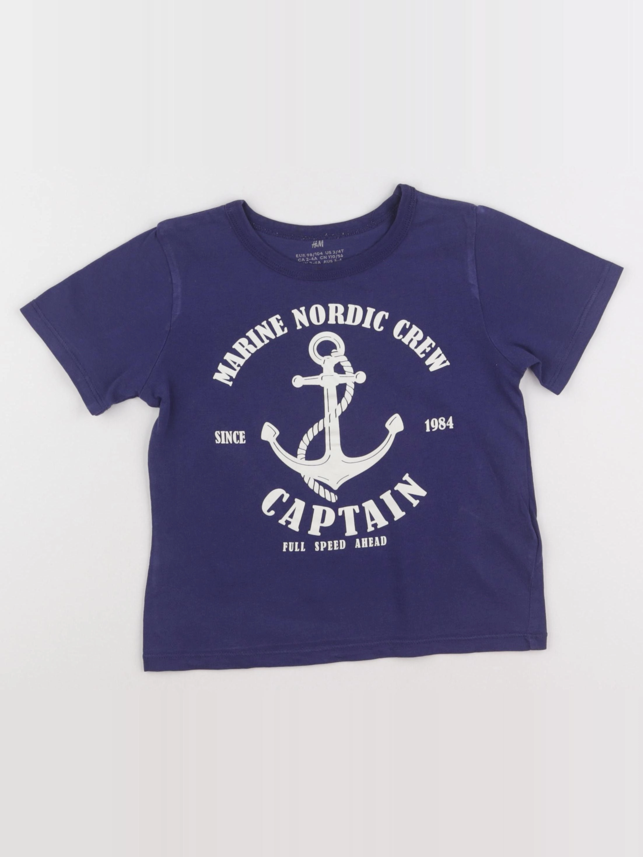 H&M - tee-shirt bleu - 2/4 ans
