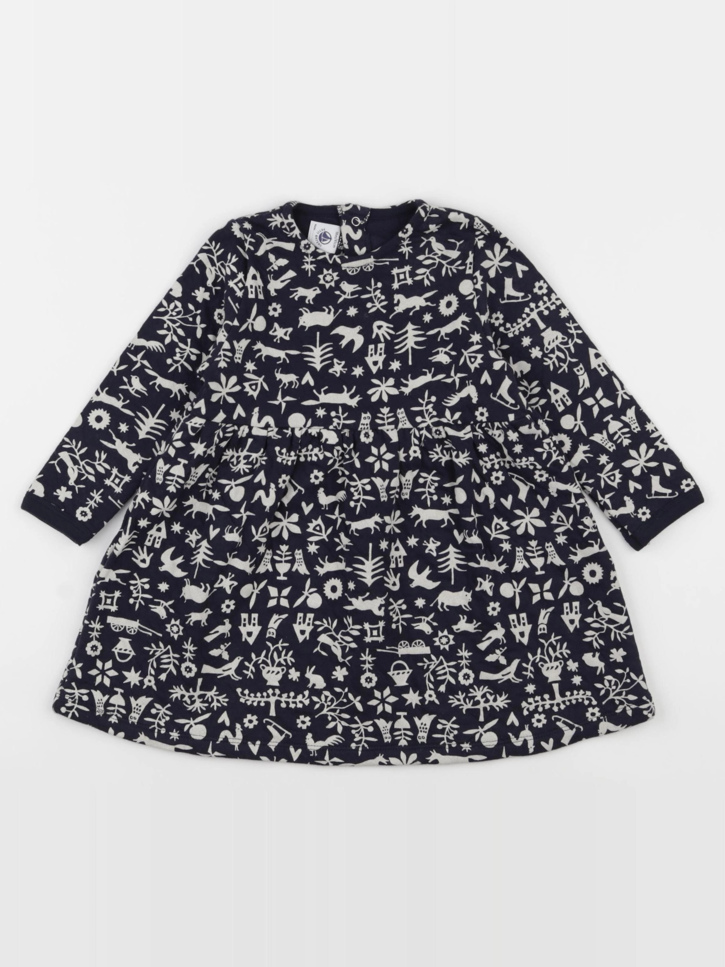Petit Bateau - robe bleu, blanc - 18 mois