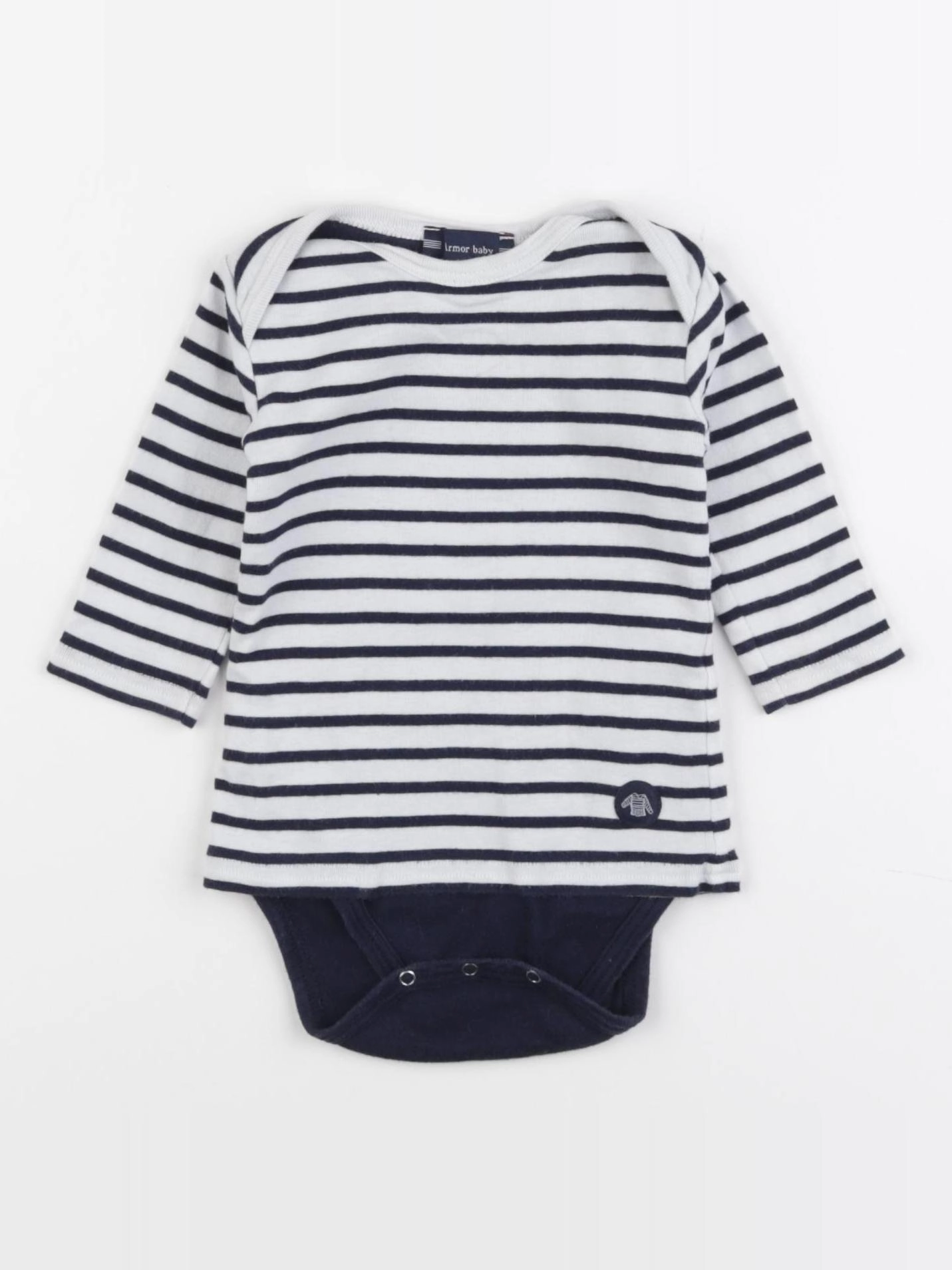 Armor Lux - body tee-shirt bleu, blanc - 6 mois