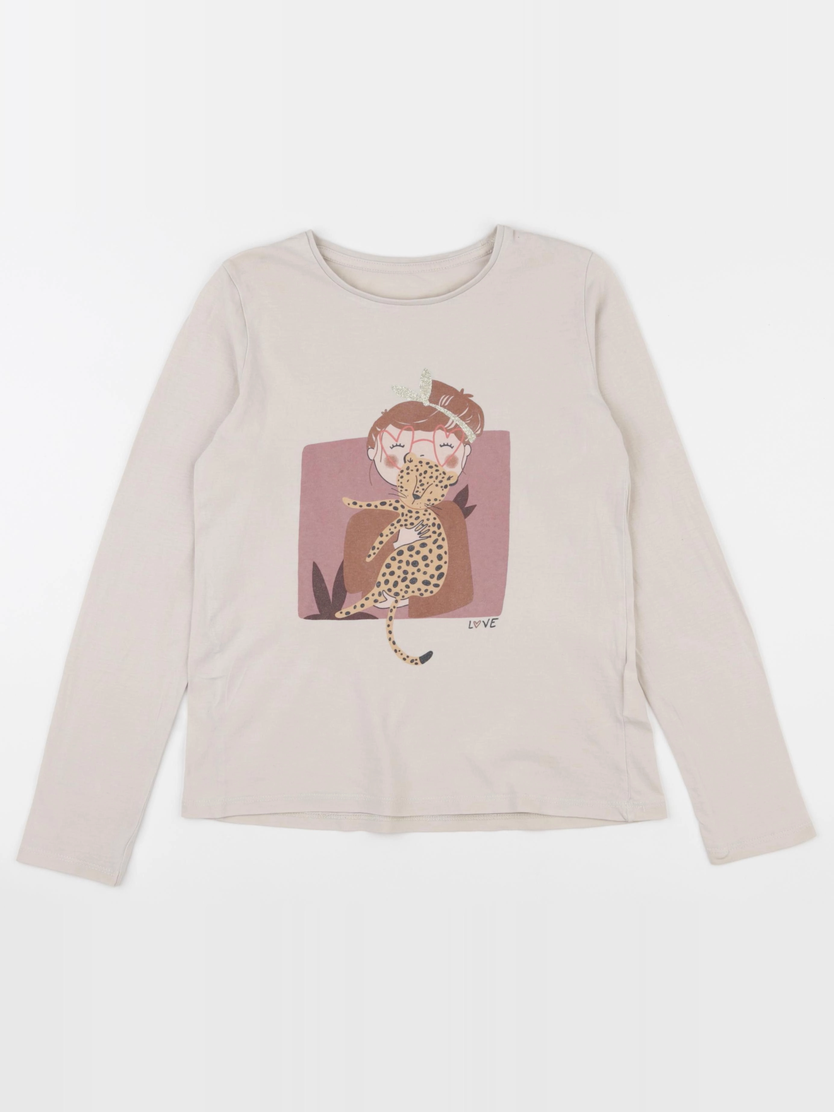 Vertbaudet - tee-shirt beige - 10 ans